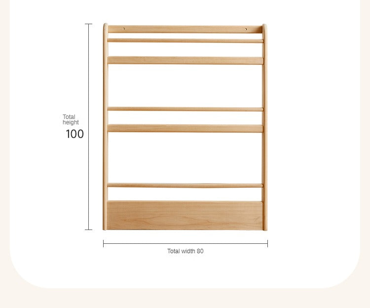 Popar Solid Wood Wall Mounted Bookshelf - Kids Book Storage Organizer for Nursery, Playroom & Classroom - Perfect for Children's Books, Toys & Decor