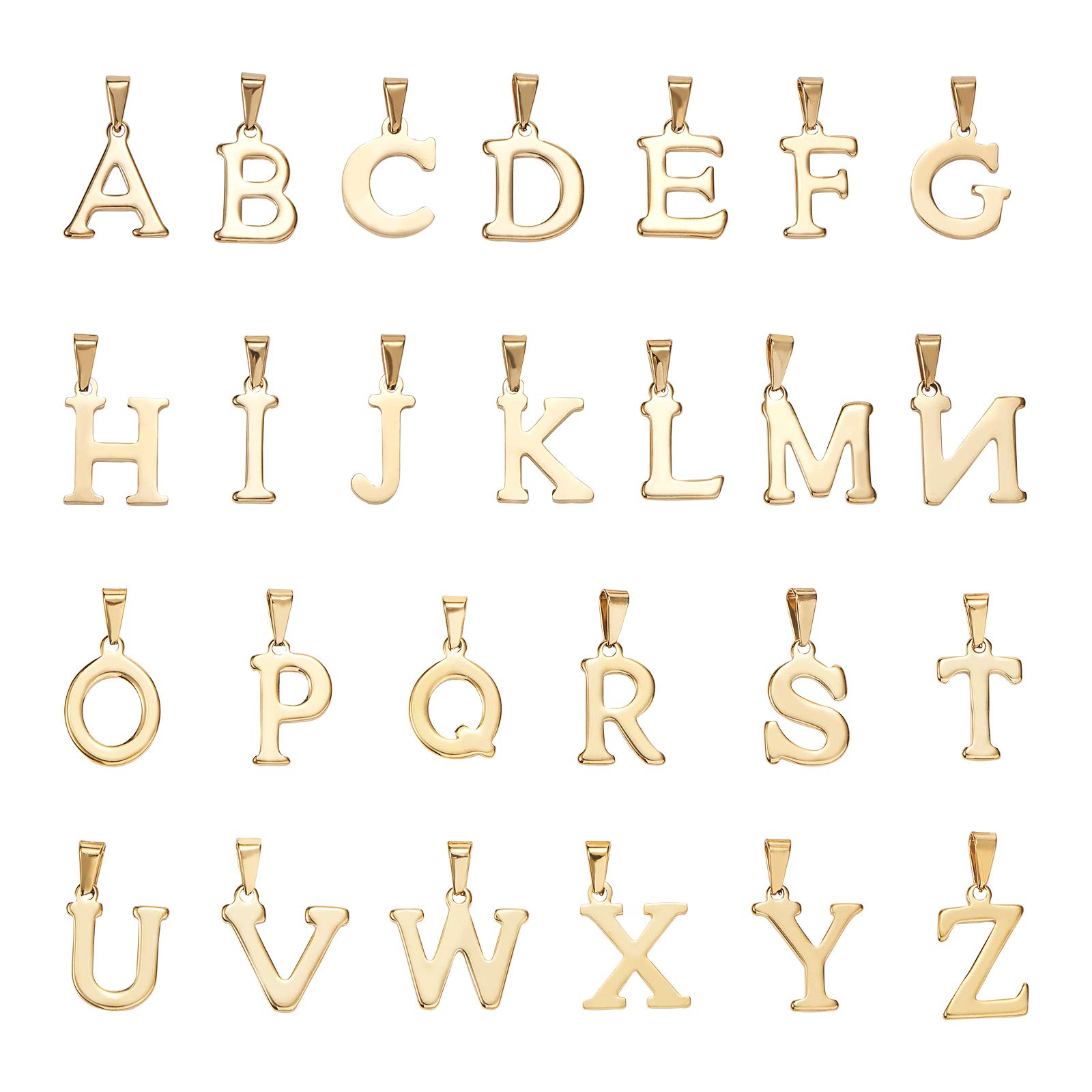 LiQunSweet 26 Pcs Gold Plated Stainless Steel Alphabet Pendant Charms - A-Z Initial Letter Beads for DIY Jewelry Making, Necklace & Bracelet Crafting - Perfect for Personalized Gifts, Scrapbooking & Home Decor