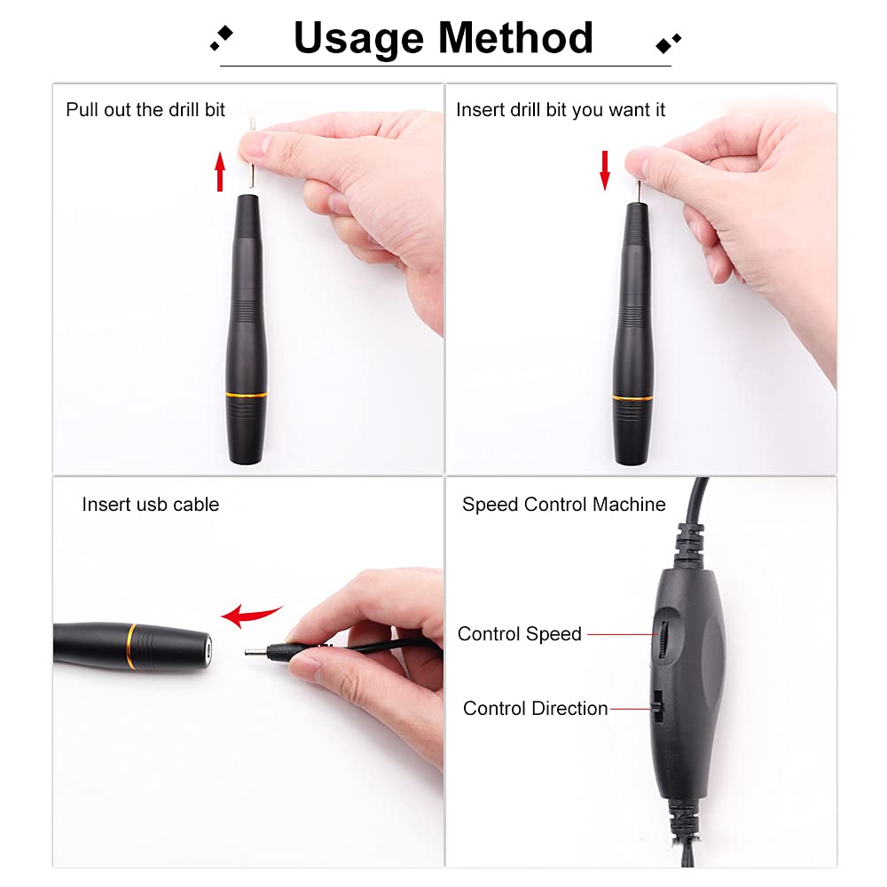 Layfoo Electric Nail Pen - 20000 RPM Professional Manicure Kit with Multiple Bits for Natural Nails, Home Salon & DIY Nail Care (Black) | Perfect for Gel Polish Removal, Acrylic Shaping & At-Home Nail Art