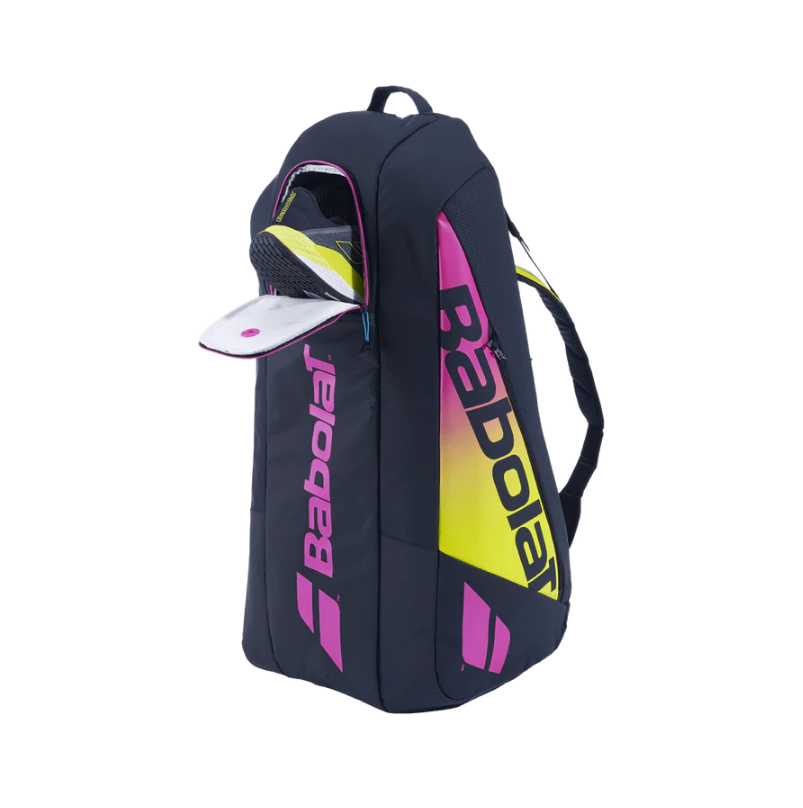 Babolat Pure Aero Rafa 6 Pack Tennis Racquet Bag - Black/Yellow/Pink | Premium Tennis Gear for Players & Coaches | Perfect for Tournaments, Training & Travel