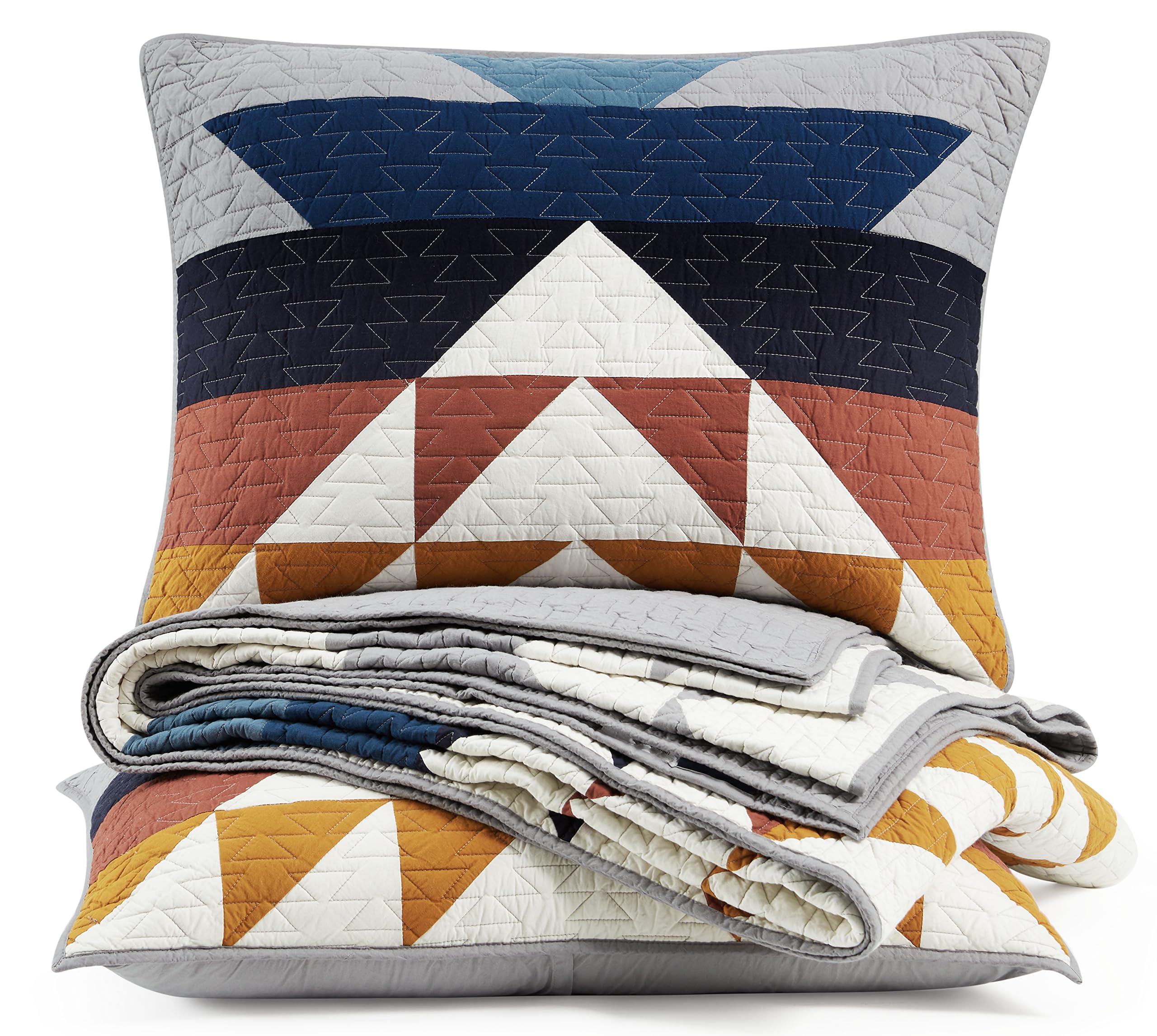 **PENDLETON 29271 Explorer Full/Queen Quilt Bedspread Set - Soft Cotton, Rustic Design, Machine Washable - Includes Quilt & Pillow Shams - Grey - Perfect for Cozy Bedrooms, Guest Rooms & Cabin Retreats**