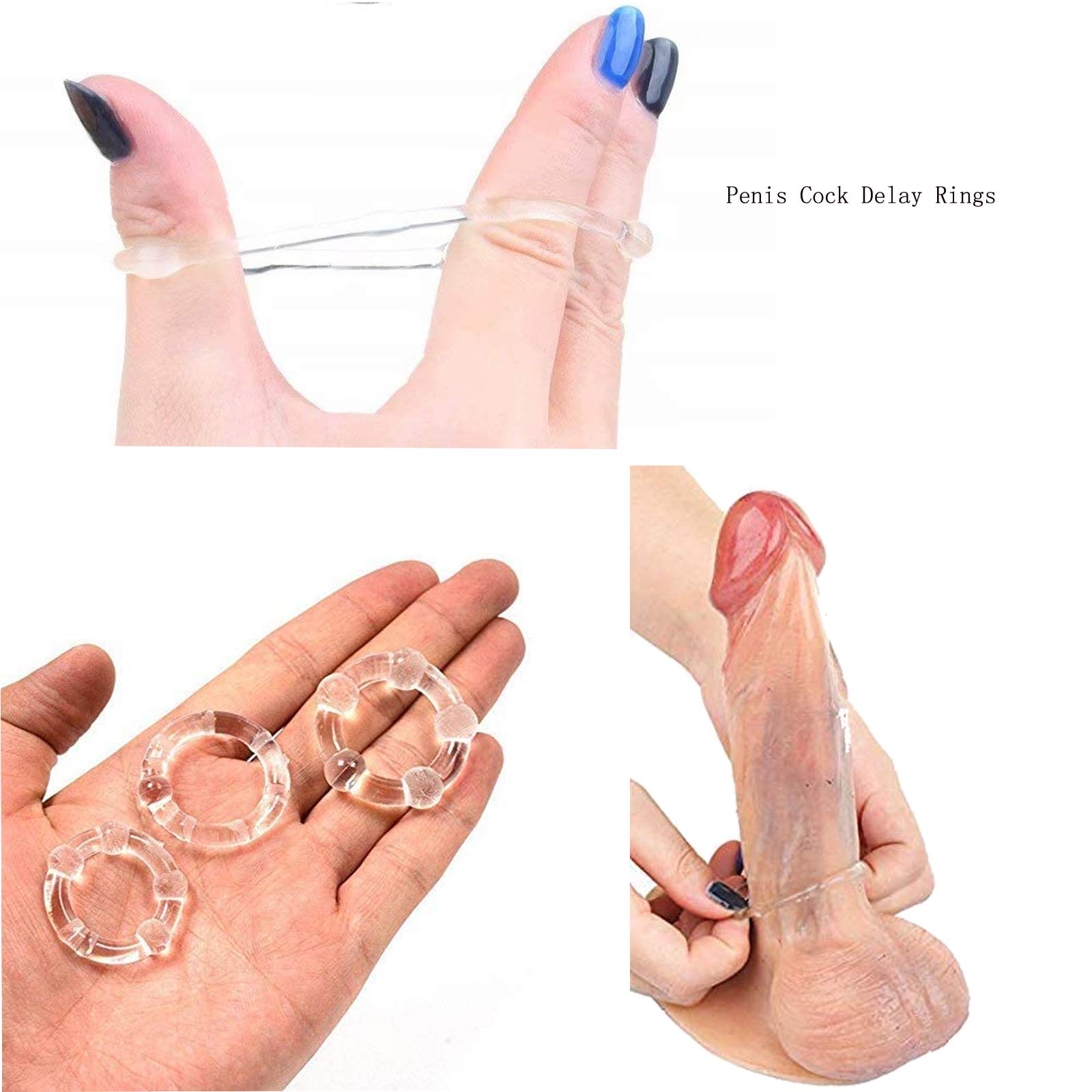 6-Pack Silicone Cock Rings for Men - Stretchy, Adjustable Penis Sleeves in Different Sizes for Stronger Erection & Longer Lasting Sex | Delay Ejaculation, Enhance Pleasure | Perfect for Couples Play & Solo Training (White)