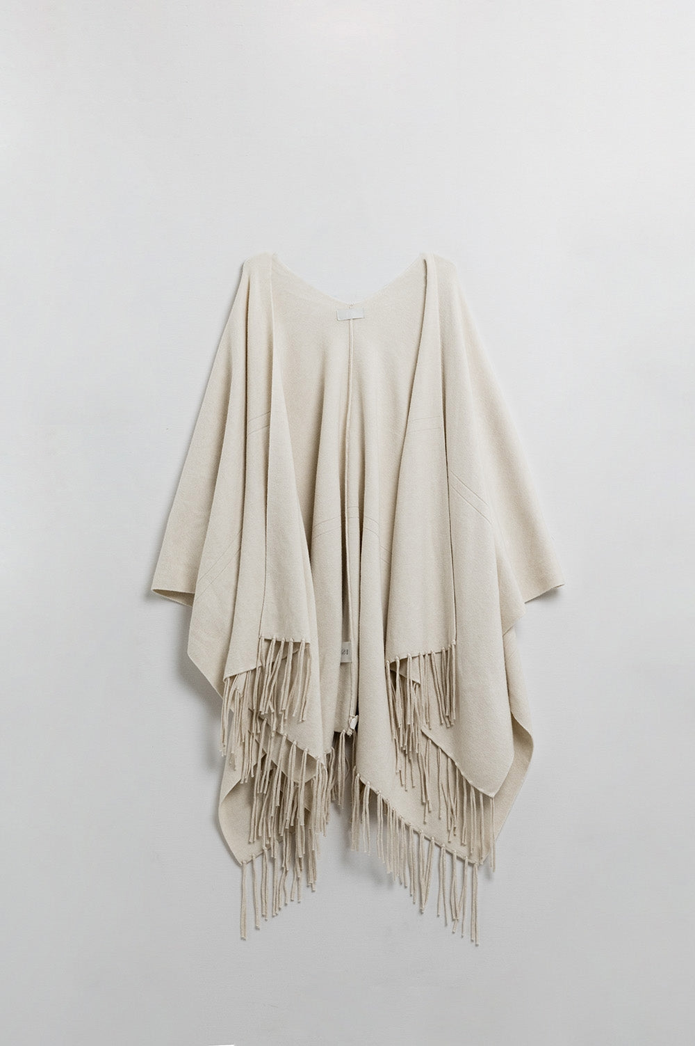 Soft Knit Beige Poncho with Fringe - Cozy & Stylish Women's Outerwear for Fall & Winter, Perfect for Casual Outings, Travel, and Layering