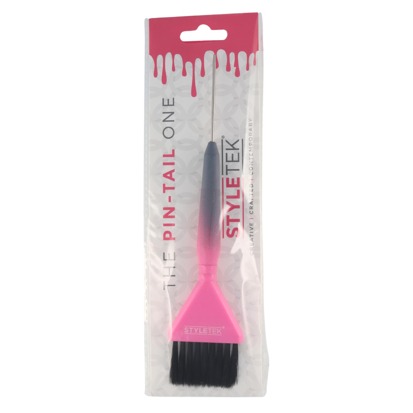 Styletel Pintail Ombre Coloring Brush - Pink & Gray Hair Dye Brush for DIY Balayage, Highlights, and Root Touch-Ups at Home