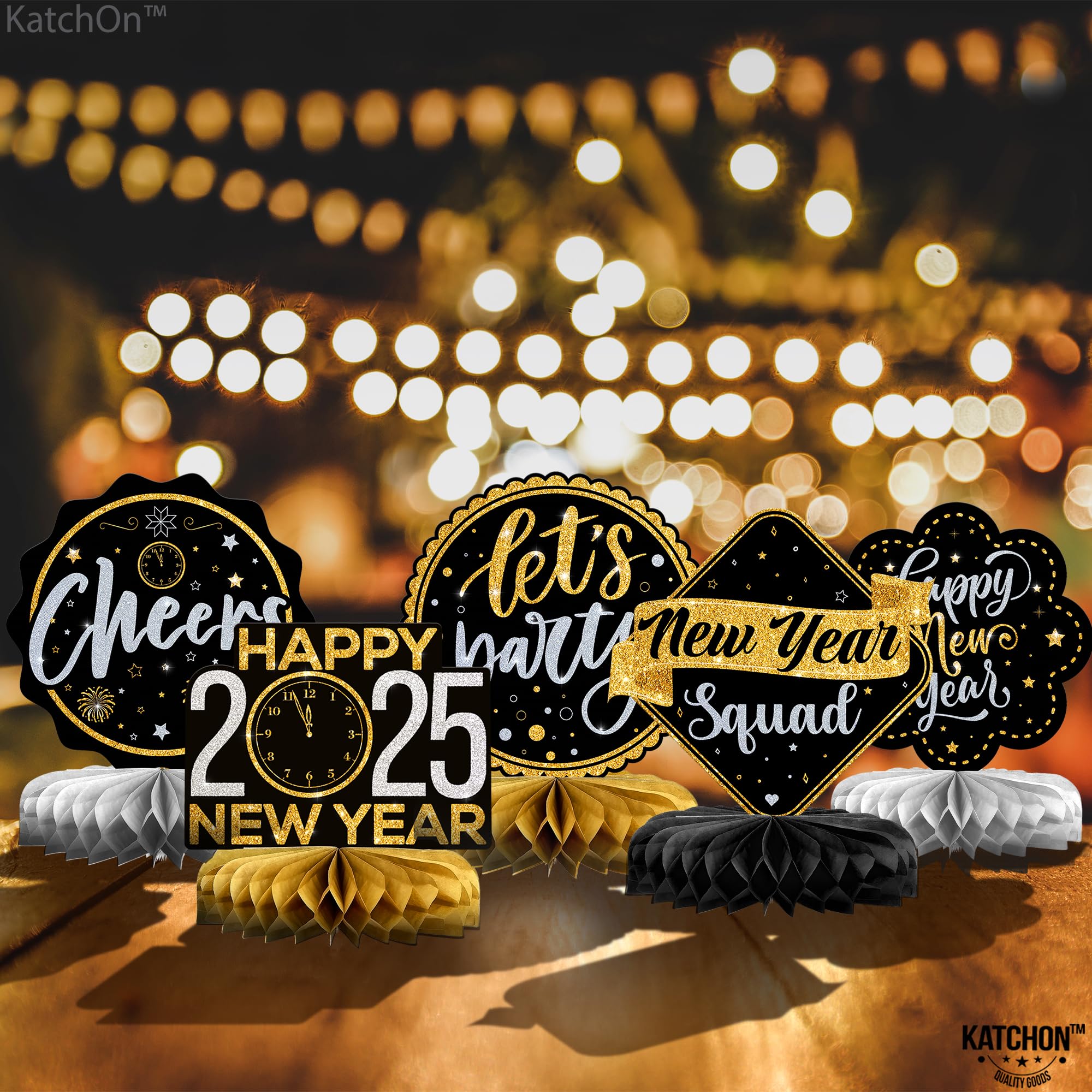 KatchOn New Year's Eve Party Centerpieces - Pack of 9 | 2025 NYE Table Decorations for New Year's Celebration | Elegant Holiday Party Supplies for Dining Tables, Countdown Events & Festive Gatherings