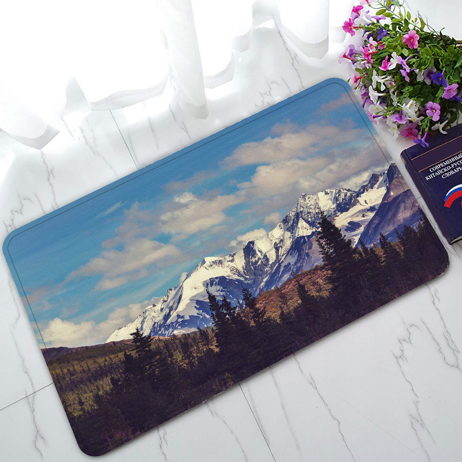ECZJNT Alaska Mountains Welcome Doormat - Non-Slip Bath & Entrance Rug - 30x18 Inch Indoor/Outdoor Floor Mat for Home, Cabin, RV & Office Decor
