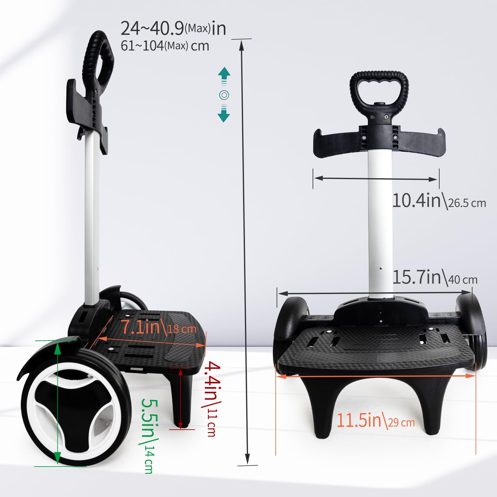 Lightweight Aluminum Alloy Folding Backpack Trolley with Silent Large Wheels & Luggage Strap - Portable Wheeled Cart for Travel, School, Shopping & Airport Use