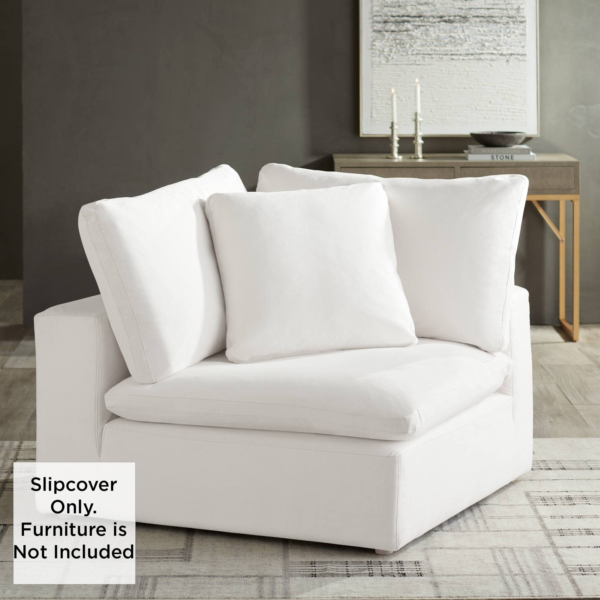 55 Downing Street Pearl White Slipcover for Skye Peyton Collection Corner Sectional Chairs - Premium Sofa Cover for Living Room, Home Theater & Office Furniture Protection