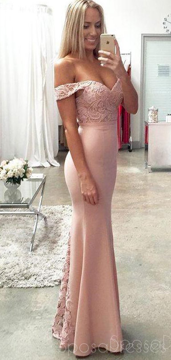 Elegant Off Shoulder Blush Pink Mermaid Evening Gown - Long Lace Prom Dress for Women - Perfect for Formal Events, Weddings & Special Occasions
