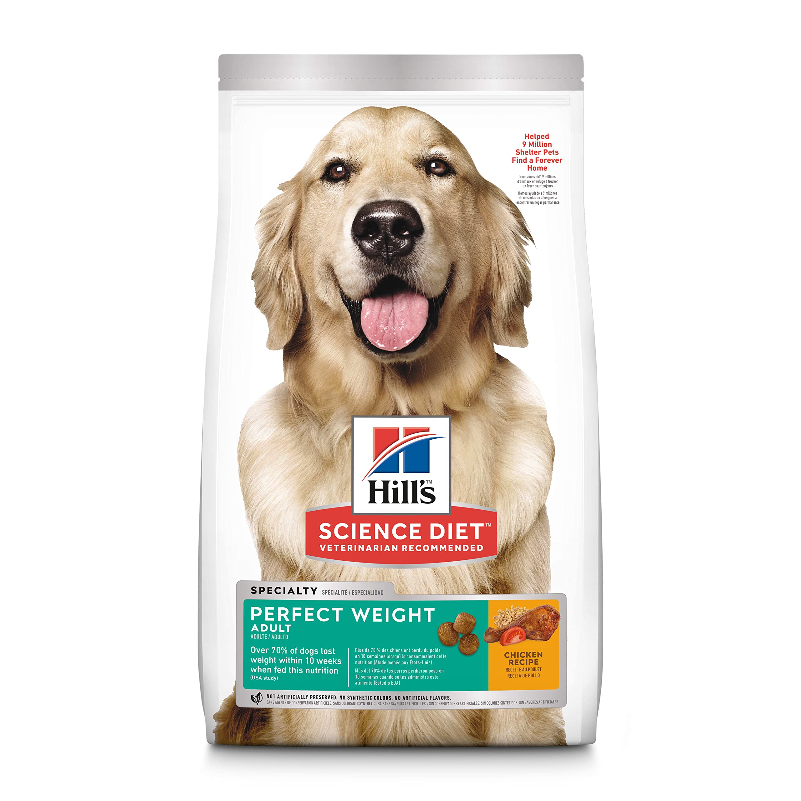 Hill's Science Diet Adult Dry Dog Food - Perfect Weight Chicken Recipe for Healthy Weight Management, 28.5 lb Bag | Ideal for Overweight Dogs & Weight Control Diets at Home