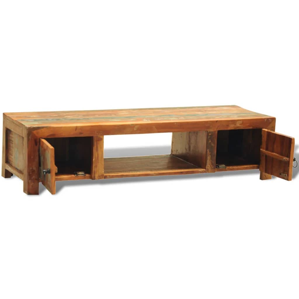 Rustic Reclaimed Wood TV Stand with 2 Doors - Vintage Style Entertainment Center for Living Room, Bedroom & Home Theater