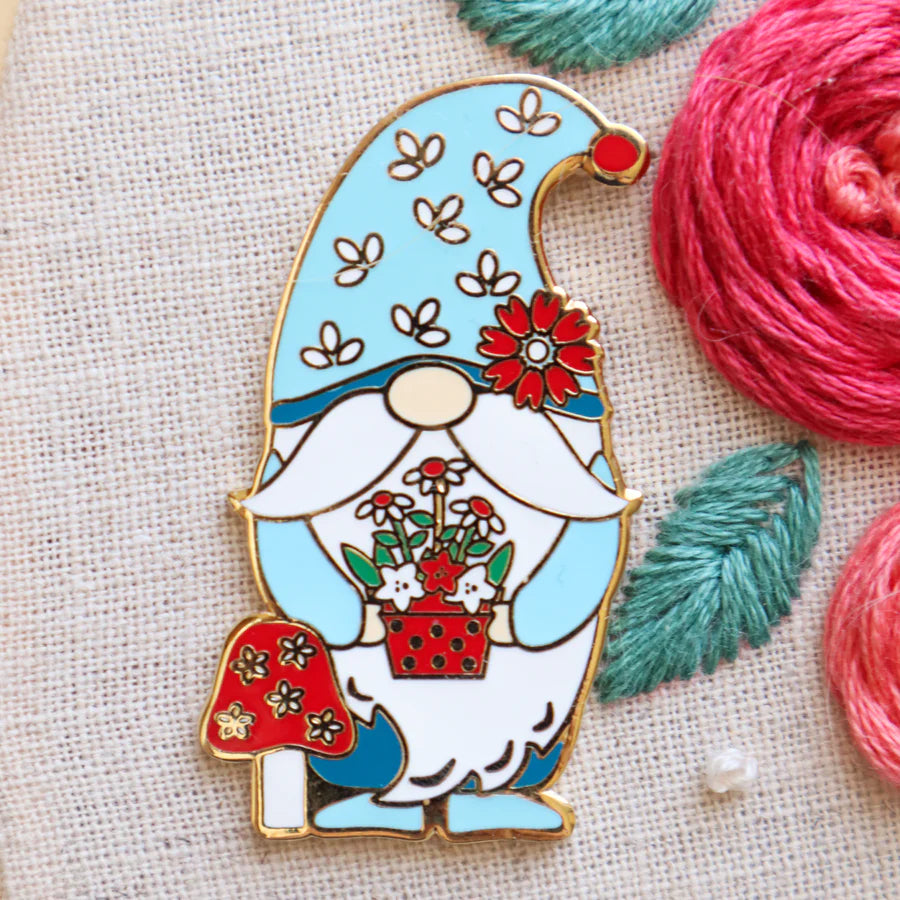 Flamingo Toes Spring Gnome Needle Minder - Magnetic Pin Holder for Sewing, Quilting & Embroidery - Perfect for Crafters & DIY Enthusiasts