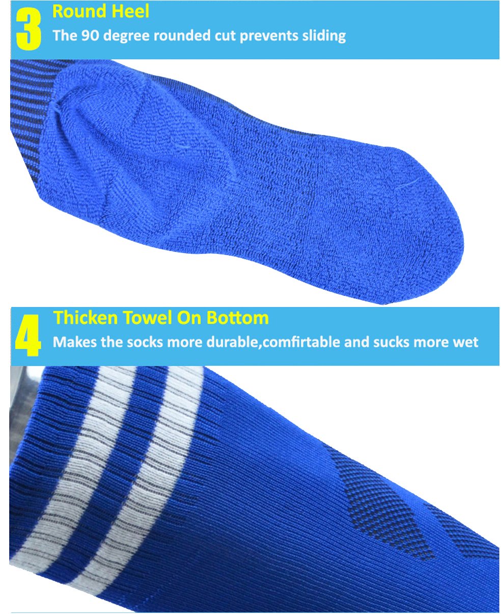 FOMANN Adult Soccer Socks 2 Pairs - Thick Cushioned Knee High Sports Socks for Men & Women - Perfect for Soccer, Running, and Athletic Training