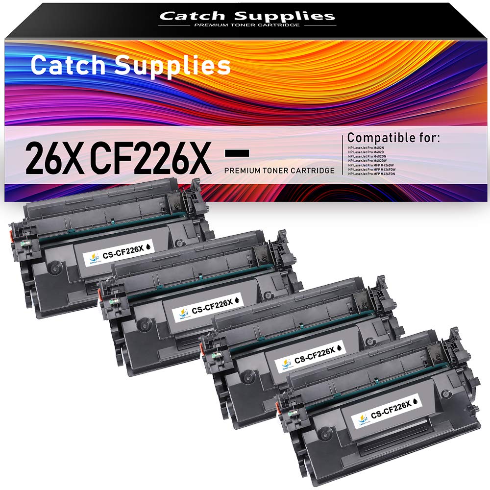 HP 26X CF226X 26A CF226A Compatible Toner Cartridge Replacement (4-Pack, Black) for HP LaserJet Pro M402n/M402dn/M426/M402d/M402dw/MFP M426fdw/M426fdn/M402/M426dw Printers - High Yield Printing for Office & Home Use