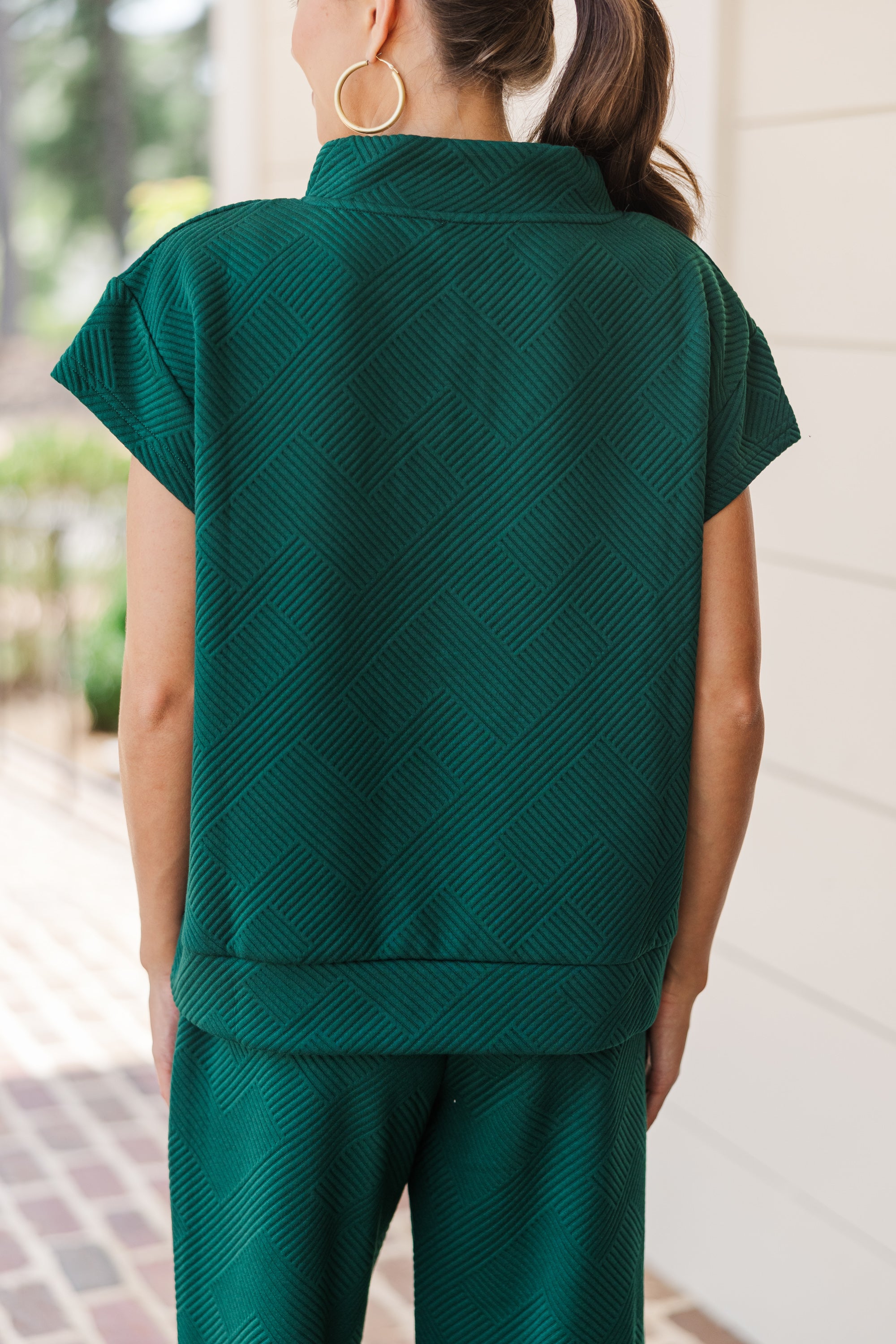 Stylish Forest Green Textured Top for Women - Soft & Comfortable Blouse for Casual Outfits, Date Nights & Office Wear