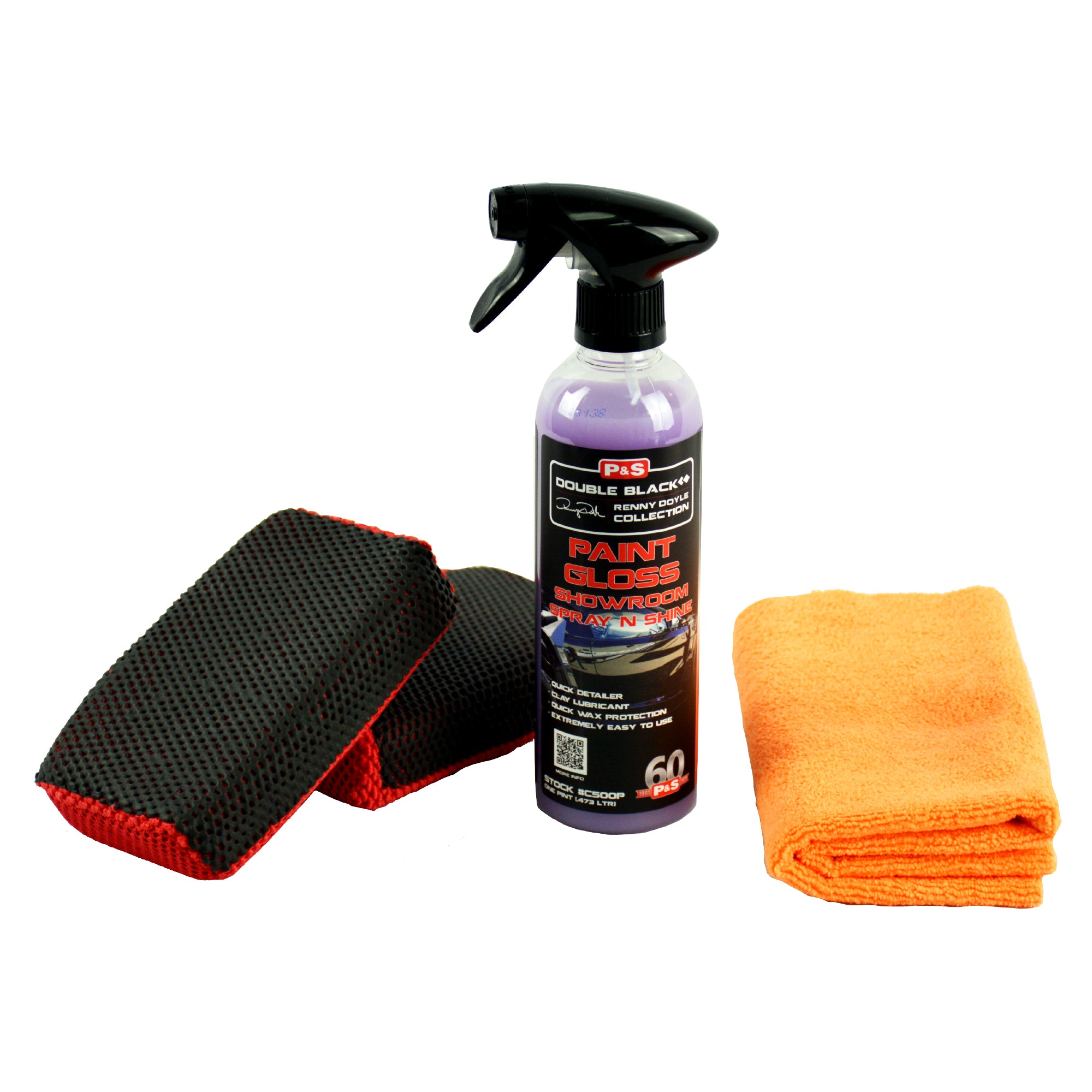 P&S Double Black Collection Reset Clay Scrubber & Spray N Shine Combo Kit - Car Detailing Clay Bar & Quick Detailer for Deep Cleaning & Shine Restoration - Perfect for Auto Enthusiasts & Professional Detailing