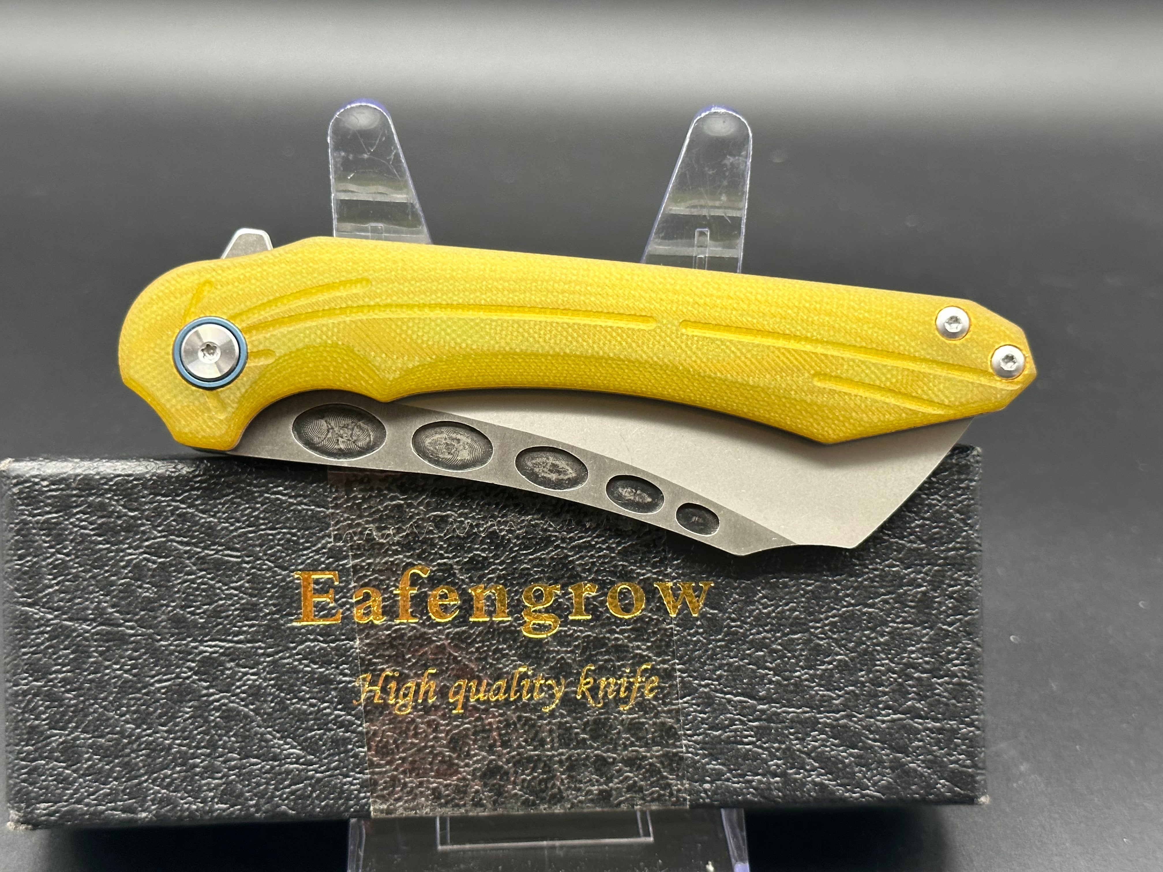 Eafengrow EF971 D2 Steel Folding Knife with Yellow G10 Handle - Outdoor Camping, Hiking, Survival & Everyday Carry (EDC) Tool