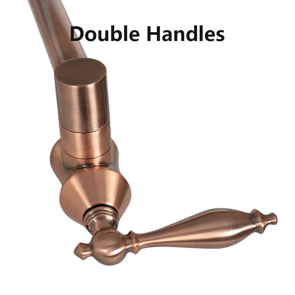 Brushed Copper Wall Mount Pot Filler Faucet - CT Copper Tailor Brass Kitchen Sink Faucet with Single Hole, Dual Handles & Flexible Swing Arm - Perfect for Cooking, Filling Pots & Modern Kitchen Design