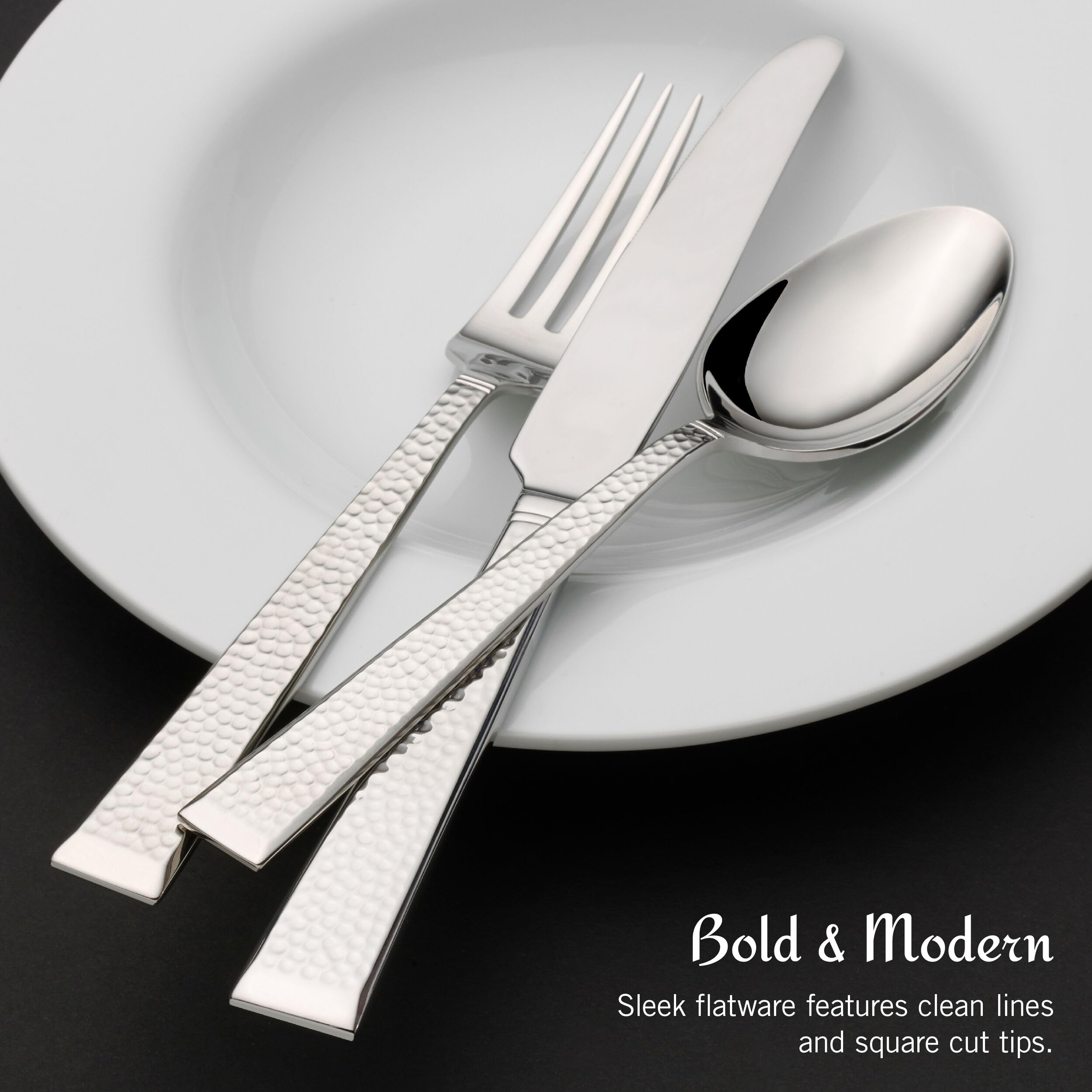 Premium Mikasa Kyler 65-Piece 18/10 Stainless Steel Flatware Set for 12 - Elegant Silverware with Serving Utensils - Perfect for Dinner Parties, Weddings & Formal Dining
