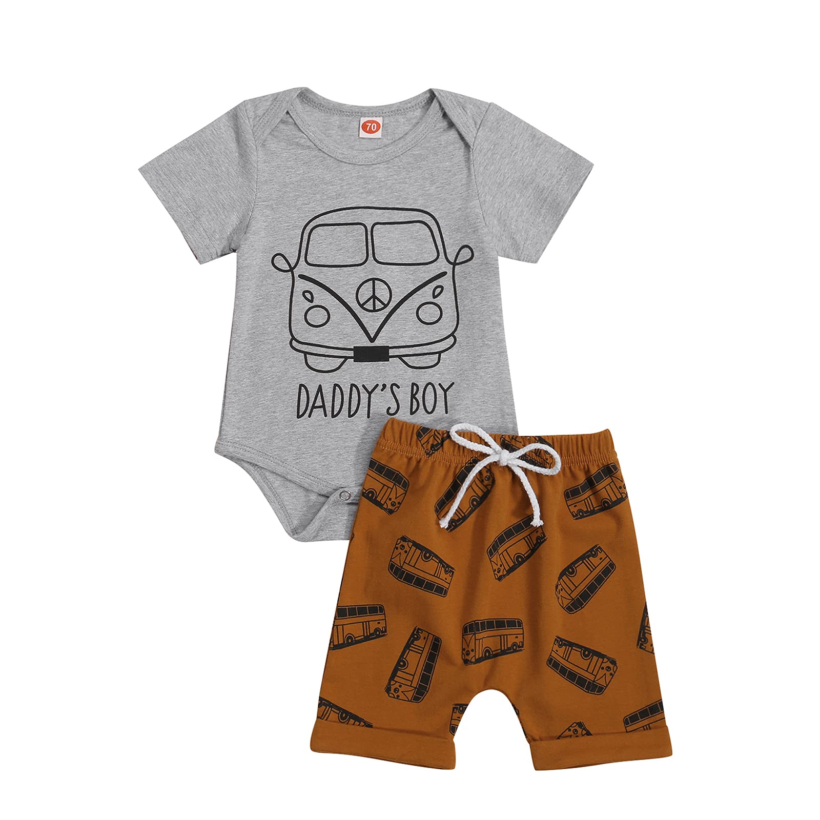 Ledy Champswiin Summer Newborn Baby Boy Outfit - Cute Car Print Shorts Set | Soft Cotton Romper for Infants 0-12 Months | Perfect for Playdates, Beach Trips & Family Photos