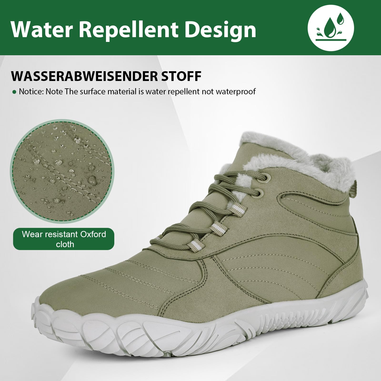 Winter Barefoot Shoes for Women & Men - Waterproof Minimalist Snow Boots with Wide Toe Box & Non-Slip Sole | Hiking, Running & Walking in Cold Weather | Suede Slouchy Sneakers for Outdoor Activities