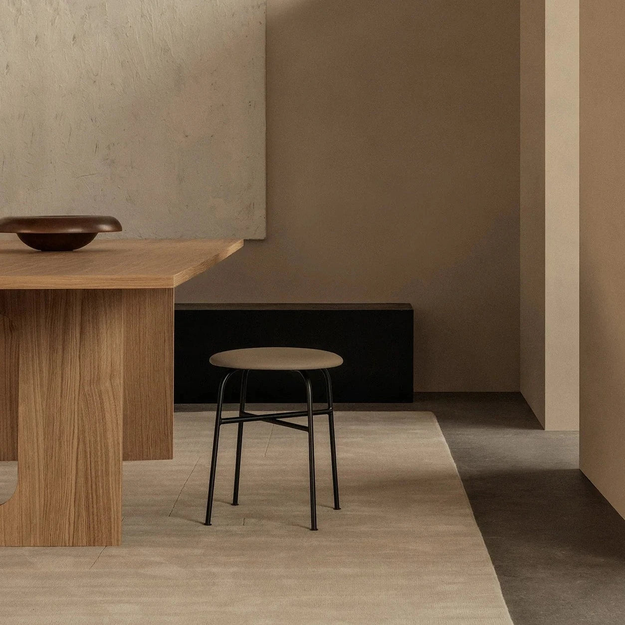 Afteroom Stool with Upholstered Seat - Modern Minimalist Bar Stool for Kitchen Island, Dining Room & Home Office