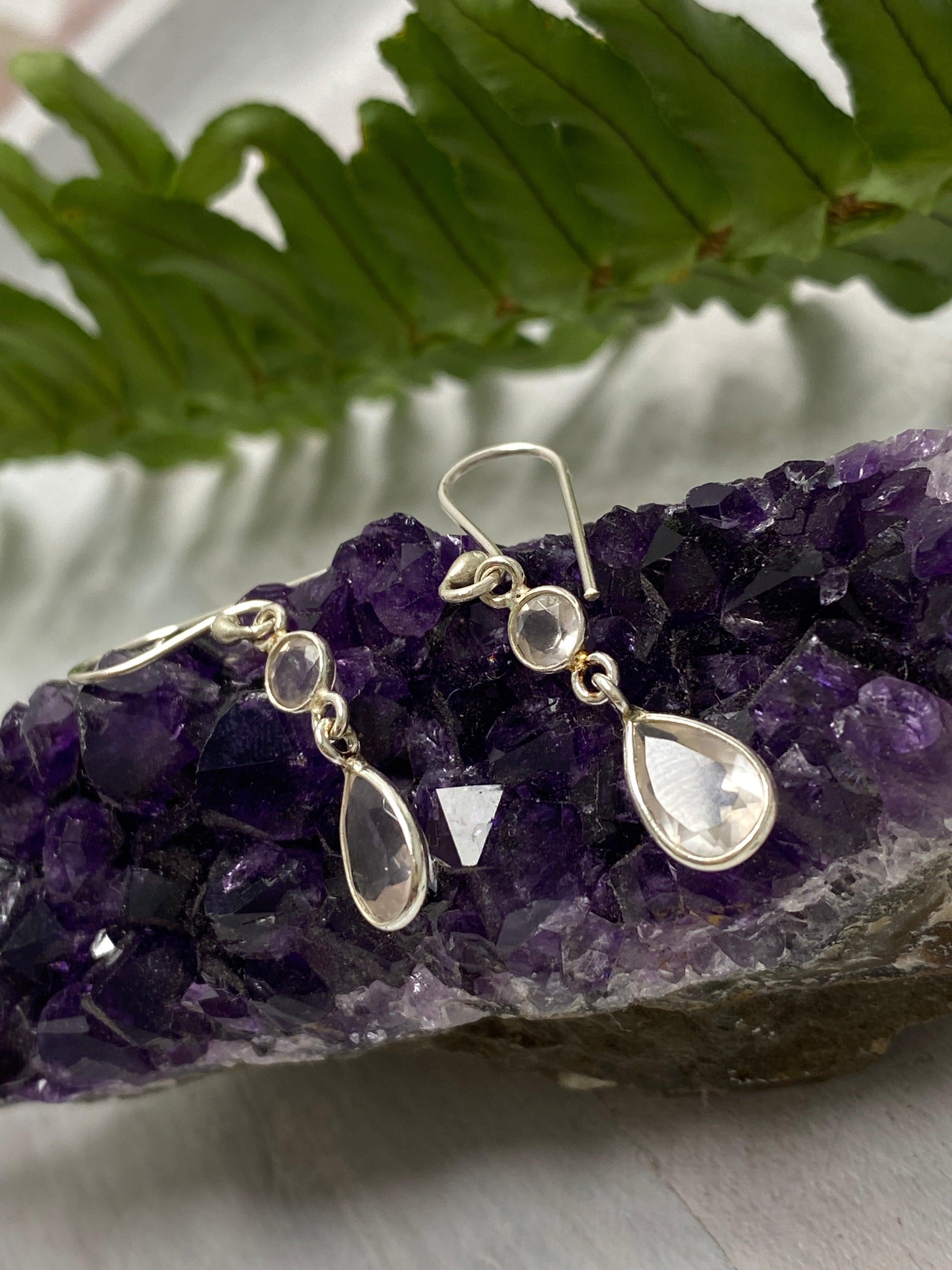 Rose Quartz Multi Stone Earrings KEGJ1168 - Elegant Healing Crystal Jewelry for Women, Perfect for Gifts, Meditation & Everyday Wear