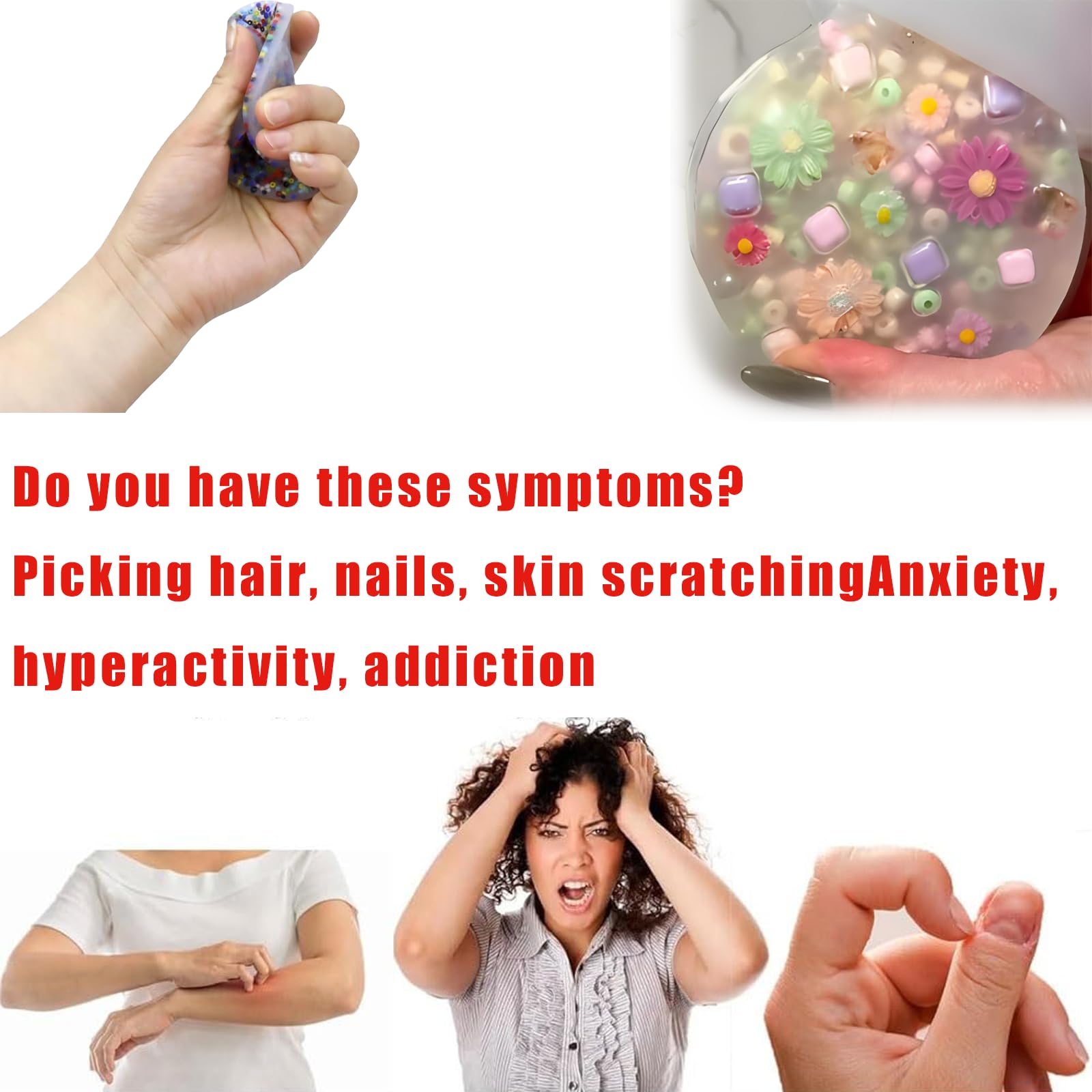 2Pcs Floral Fidget Pads for Skin Picking Relief - Sensory Fidget Toys for Anxiety, Stress & Trichotillomania - Helps Stop Nail Biting & Hair Pulling - Perfect for ADHD, OCD & Stress Relief at Home, Office or School