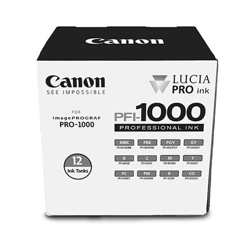 Canon PFI-1000 LUCIA PRO 12 Ink Tank Set for PRO-1000 Printer - High-Quality Ink Cartridges for Professional Photo Printing, Art Reproduction & Fine Art Projects