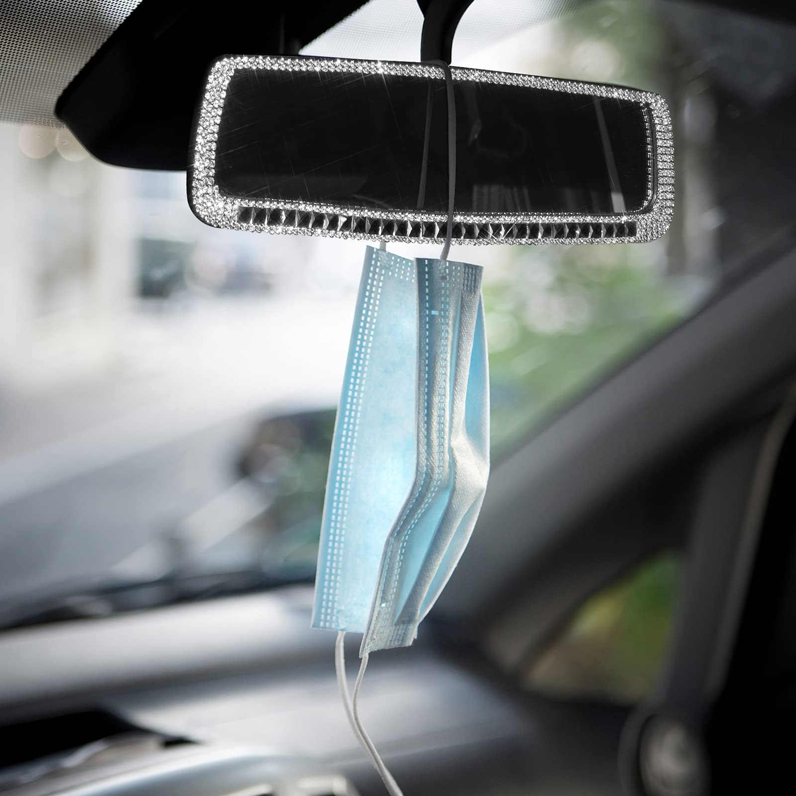 Elegant Crystal Diamond Bling Rhinestone Car Rear View Mirror - Stylish Interior Trim for Women, Perfect Birthday Gift for Car Enthusiasts, Ideal for Daily Commute and Road Trips