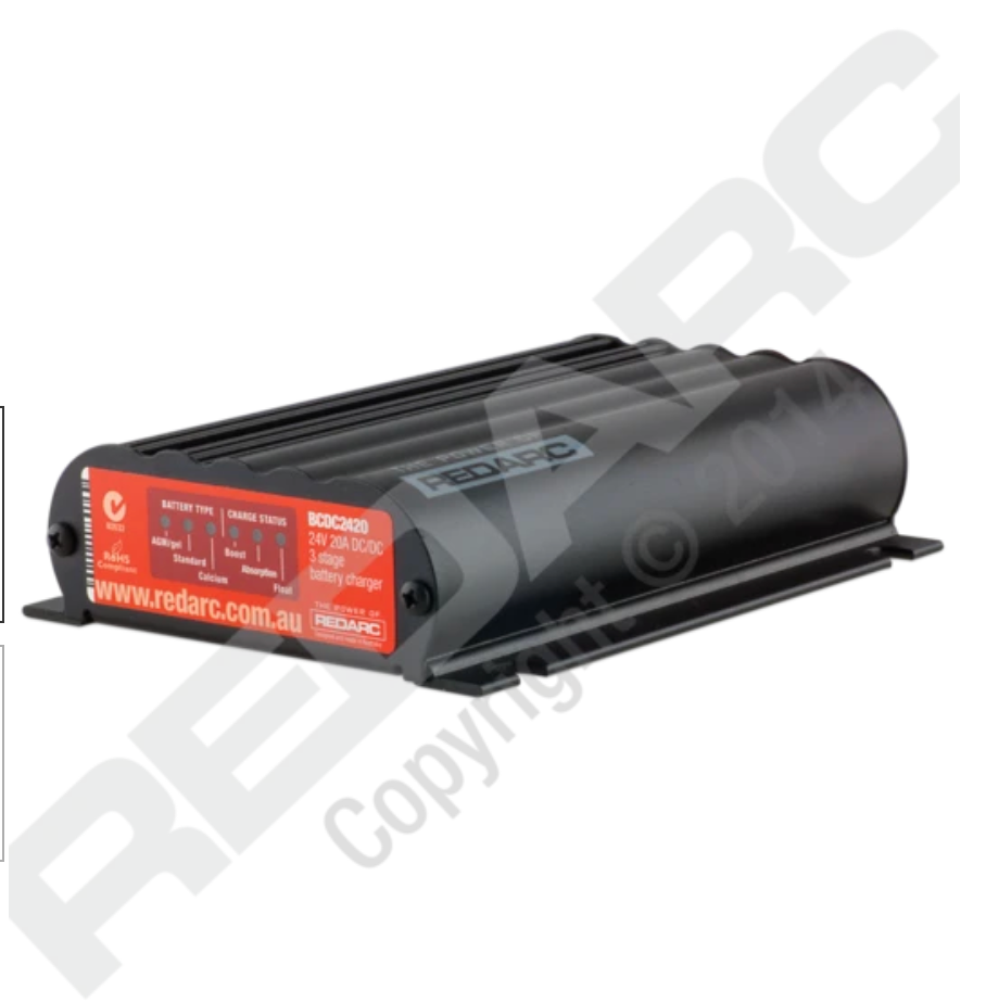 REDARC 24V 20A In-Vehicle DC Battery Charger - Fast Charging for Trucks, RVs & Marine Batteries - Perfect for Off-Road Adventures & Long Road Trips