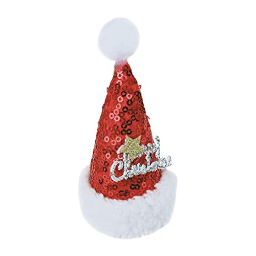 Amosfun Sequin Santa Hat Hair Clips - Mini Christmas Alligator Clips & Barrettes Hair Accessories for Women, Men, Kids - Perfect for Christmas Parties, Holiday Photos & Festive Celebrations