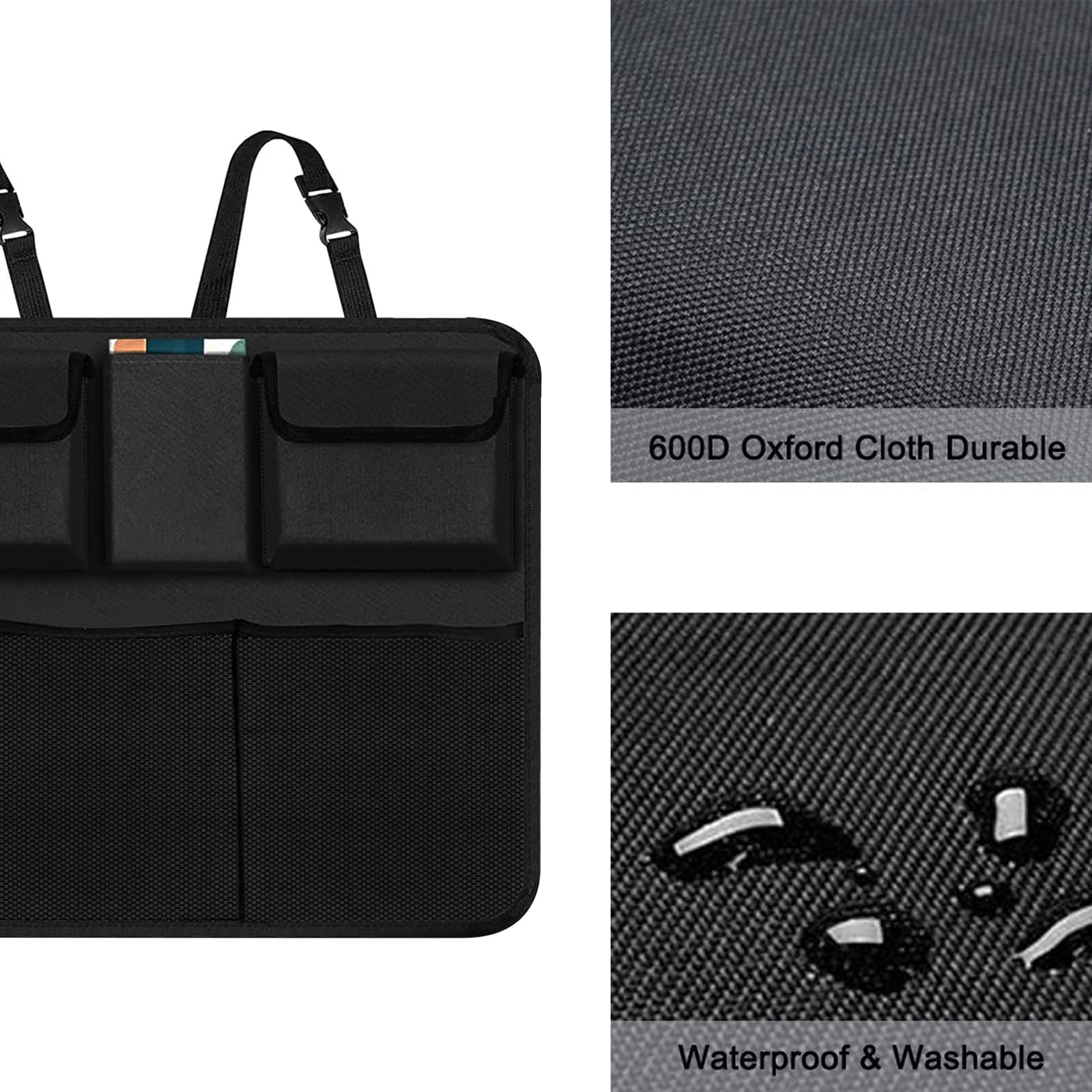 Large Capacity Waterproof Car Trunk Organizer with 9 Pockets - SUV, Truck & MPV Backseat Hanging Storage - Perfect for Road Trips, Family Travel & Daily Commute
