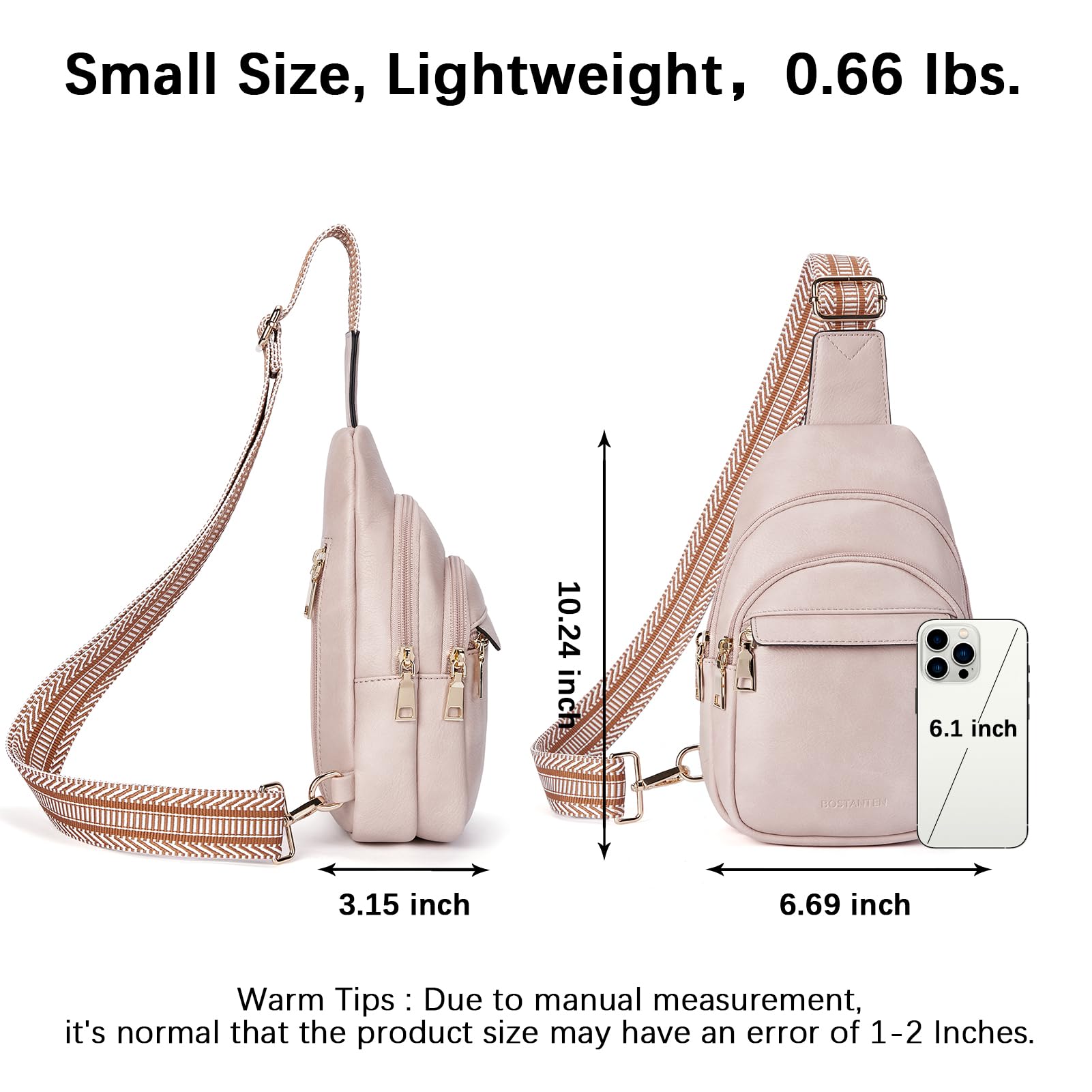 BOSTANTEN Genuine Leather Sling Bag for Women - Small Crossbody Purse, Waist Fanny Pack & Shoulder Chest Bag - Perfect for Travel, Shopping, and Everyday Use