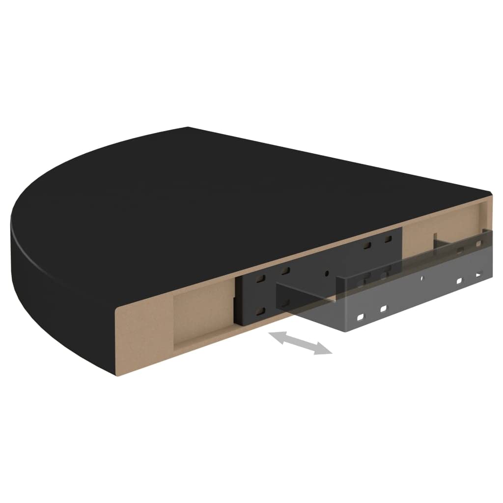 CHARMMA Floating Corner Shelves Set of 2 - Black 13.8x13.8x1.5 Inch MDF Wall Mounted Shelves (2.8KG) - Perfect for Bathroom, Kitchen, Living Room & Bedroom Storage & Decor