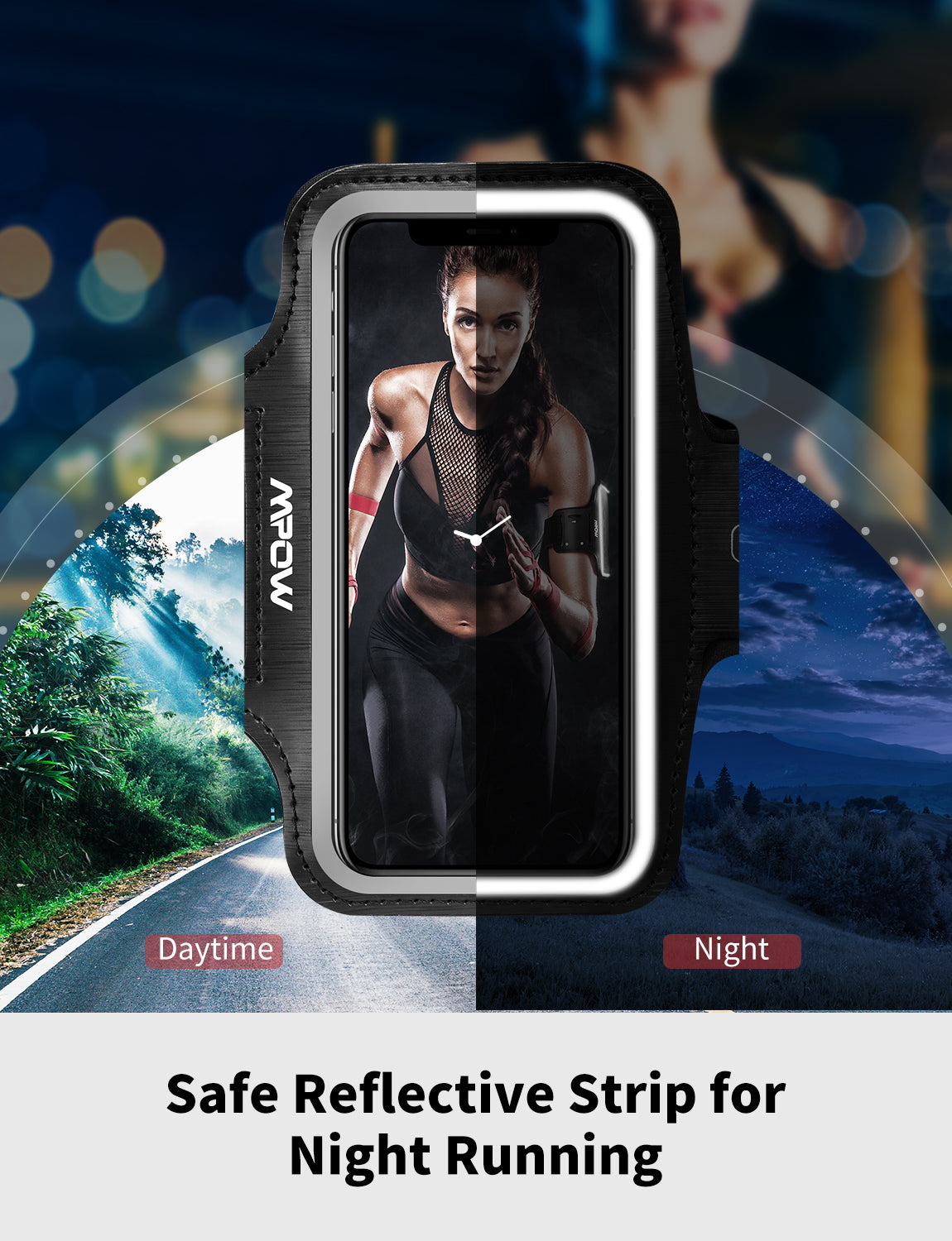 MPOW PA069A Running Armband - Adjustable Phone Holder for iPhone & Android - Secure & Comfortable Workout Accessory for Jogging, Gym, Fitness & Outdoor Sports