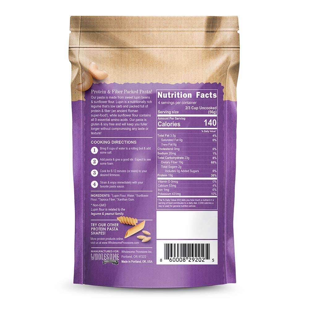 High Protein Pasta 19g per Serving - Keto Friendly, Gluten Free, Low Carb (4g Net Carbs) - Made with Lupin & Sunflower Flour - Elbow Macaroni Shape (2 Pack) | Perfect for Keto Diet, Weight Loss & Healthy Meal Prep