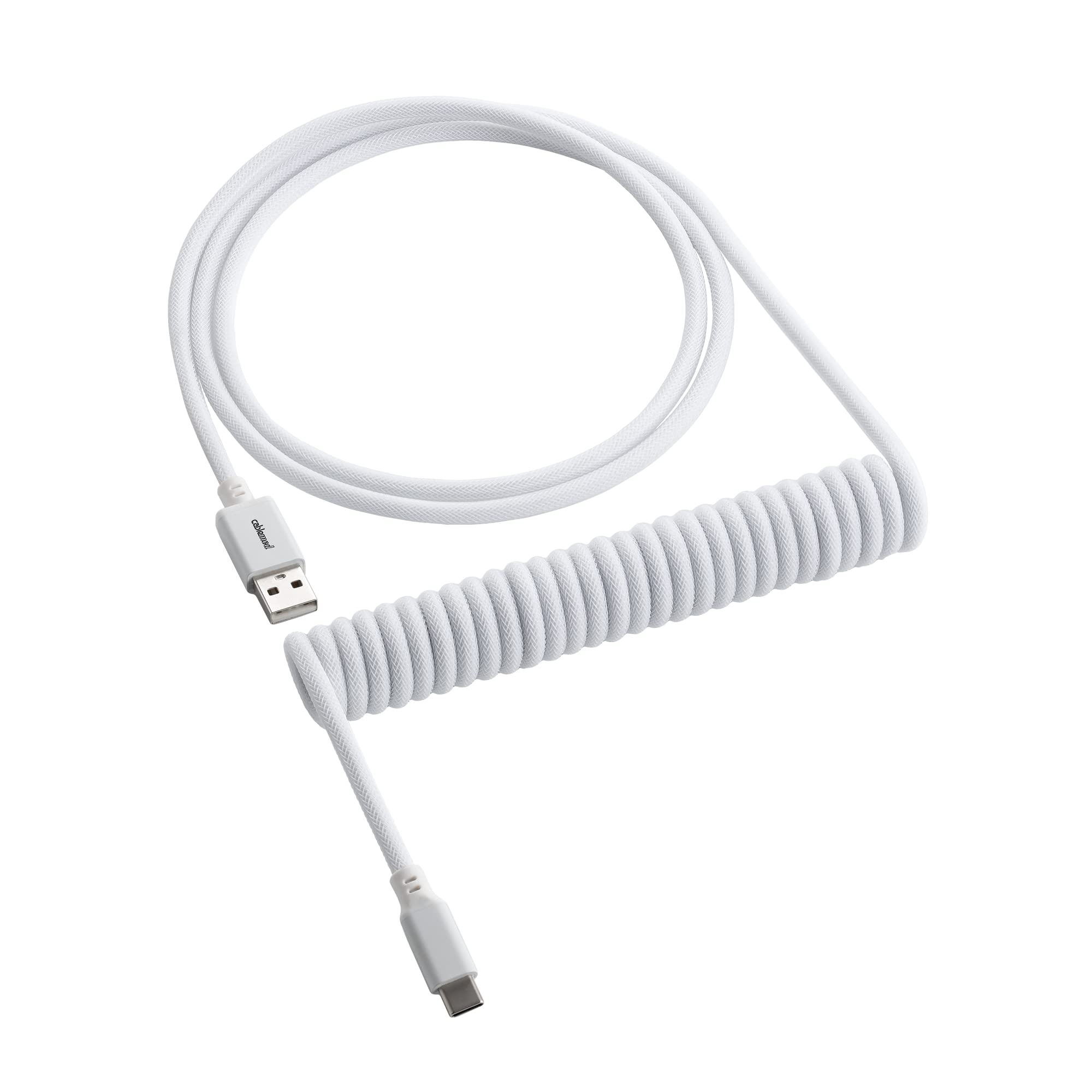 Premium Coiled USB-C to USB-A Keyboard Cable for Mechanical Keyboards - Glacier White | Compatible with CableMod | Perfect for Gaming, Typing & Office Work