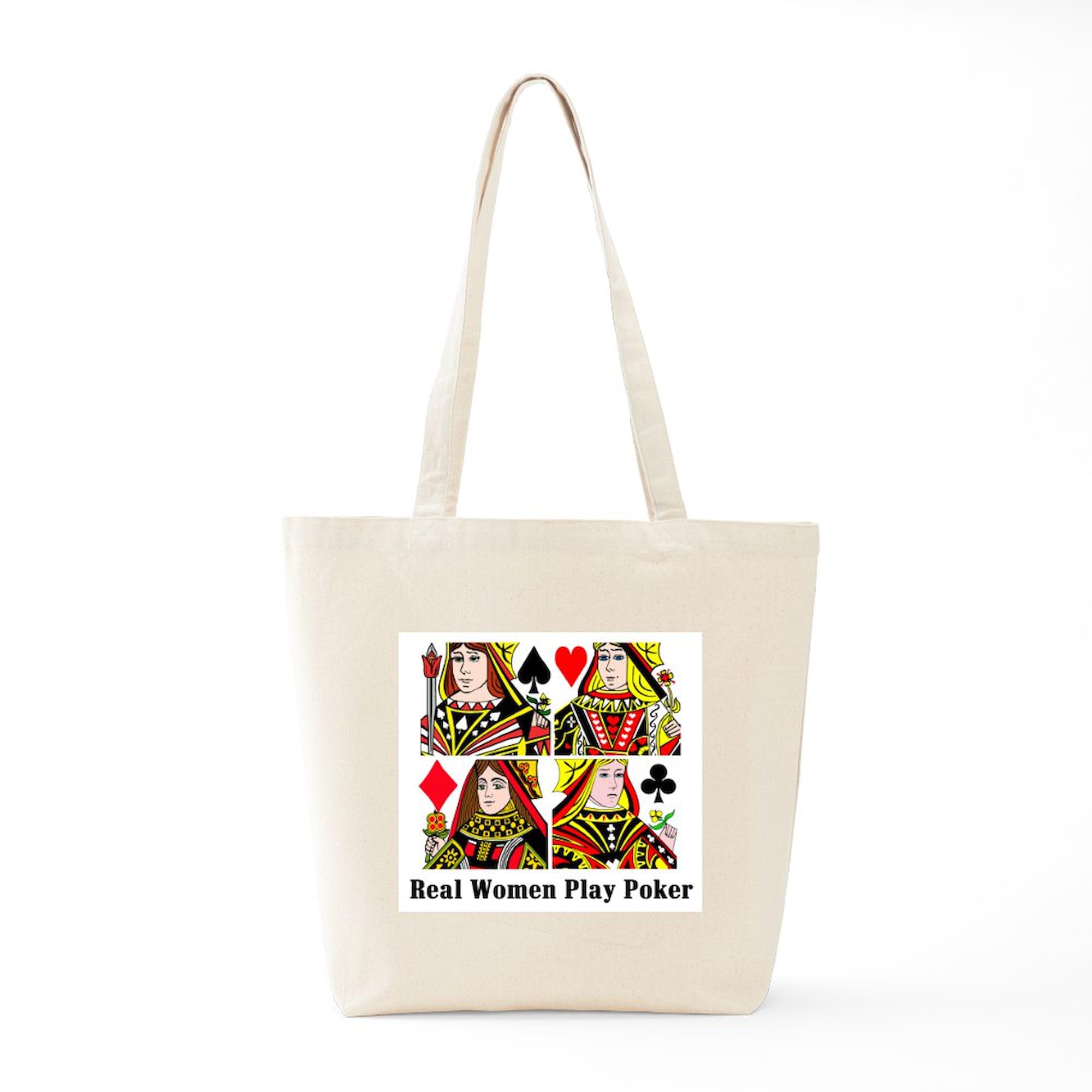 Real Women Play Poker Tote Bag - Natural Canvas Reusable Shopping Bag for Women | Perfect for Groceries, Beach Trips & Poker Nights