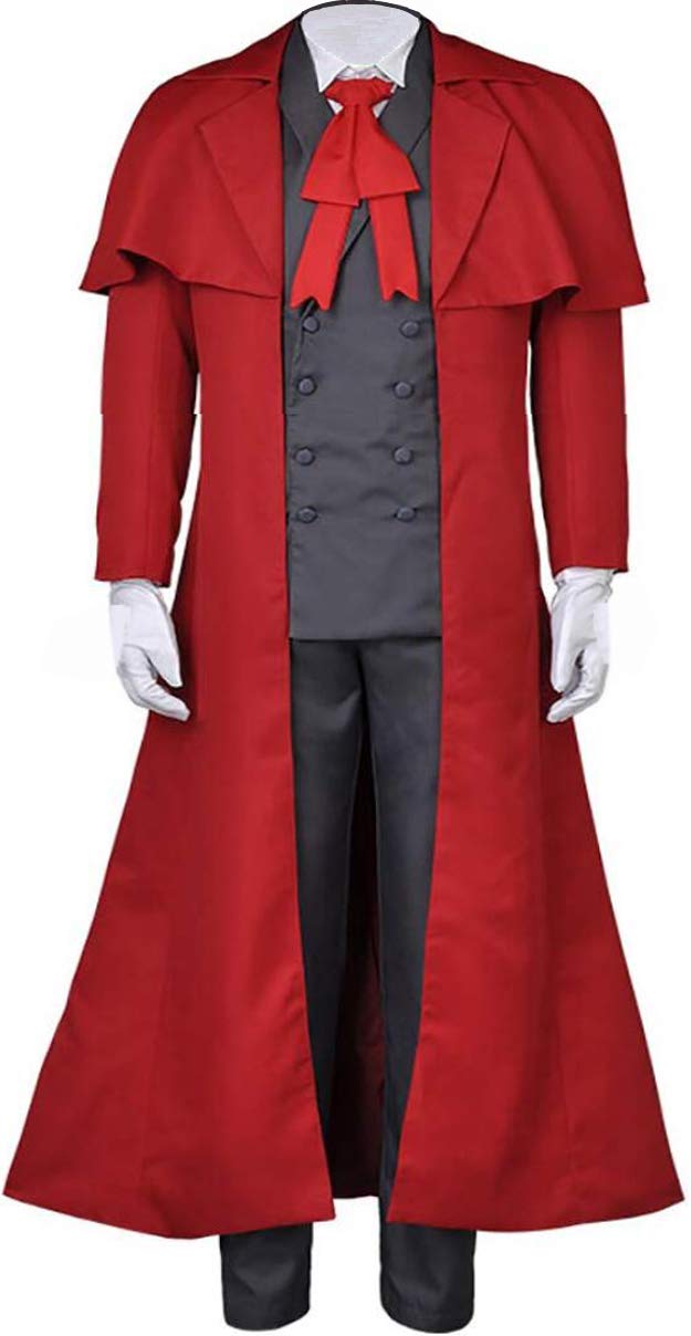 Anime Alucard Cosplay Costume Red Uniform Men's Suit Outfit for Halloween, Conventions, and Cosplay Events