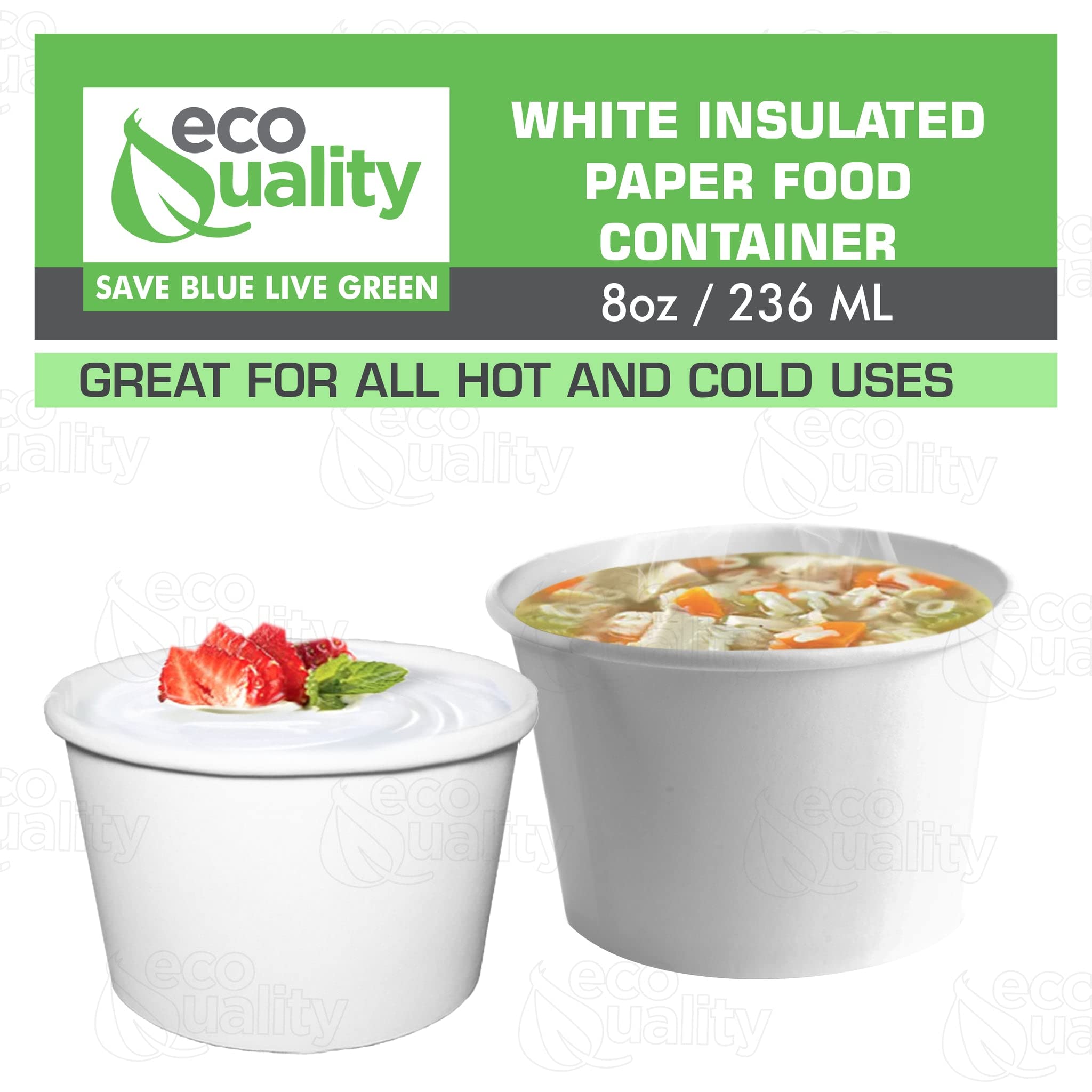 Disposable 8oz White Paper Soup Containers - Eco-Friendly Ice Cream & Frozen Yogurt Cups - Microwave & Freezer Safe Dessert Bowls for Takeout, Parties, Catering (Pack of 200) | Perfect for Restaurants, Cafes, Ice Cream Shops & Food Trucks
