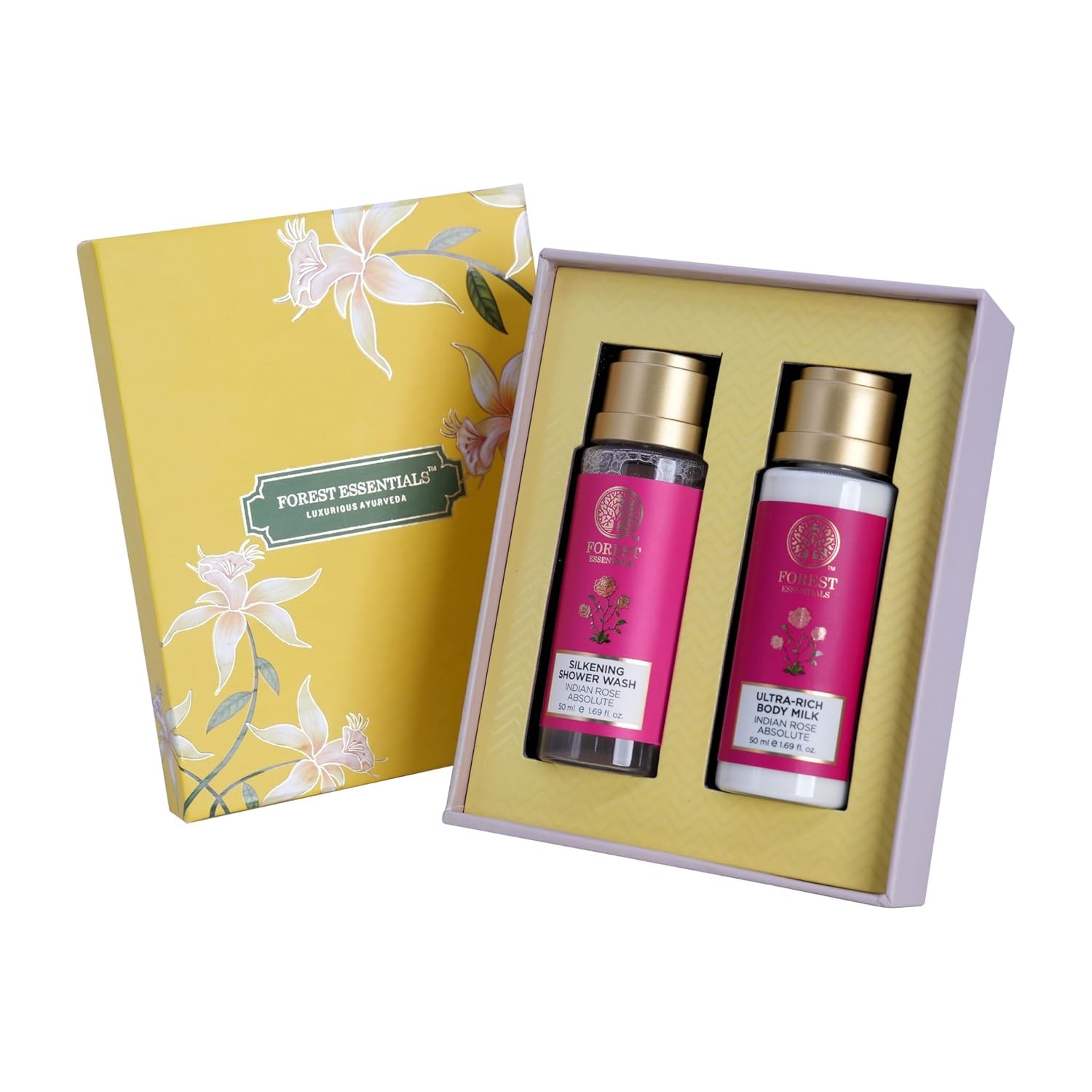 Forest-Essential's Indian Rose Absolute Luxury Gift Box | Premium Body Wash & Lotion Set for Women | 2-Piece Spa & Self-Care Kit | Perfect for Birthdays, Anniversary & Relaxation Gifts