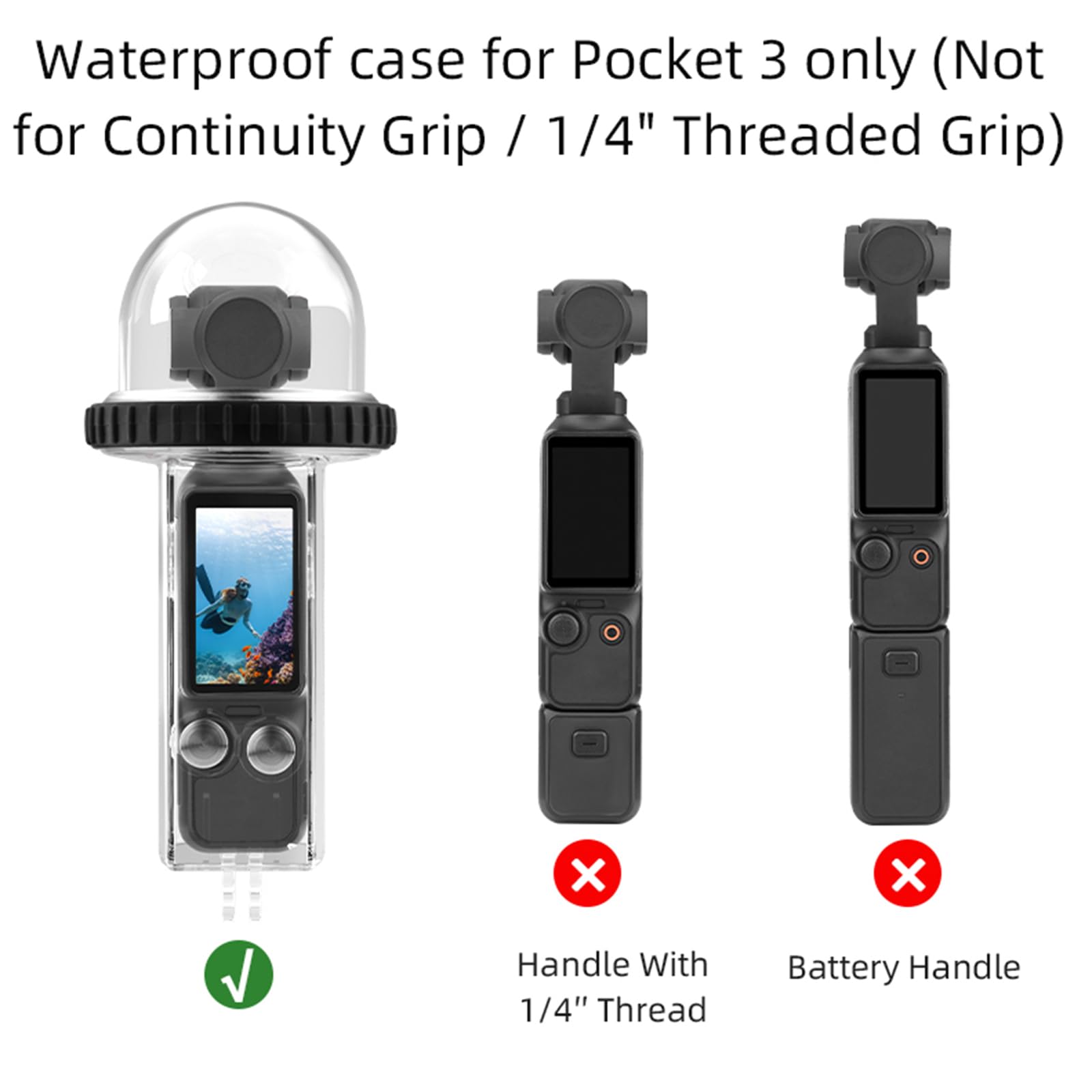 NOLOWY 40M Waterproof Camera Case for DJI Pocket 3 - Underwater Diving Cover, PC Protective Shell for Snorkeling, Swimming & Water Sports