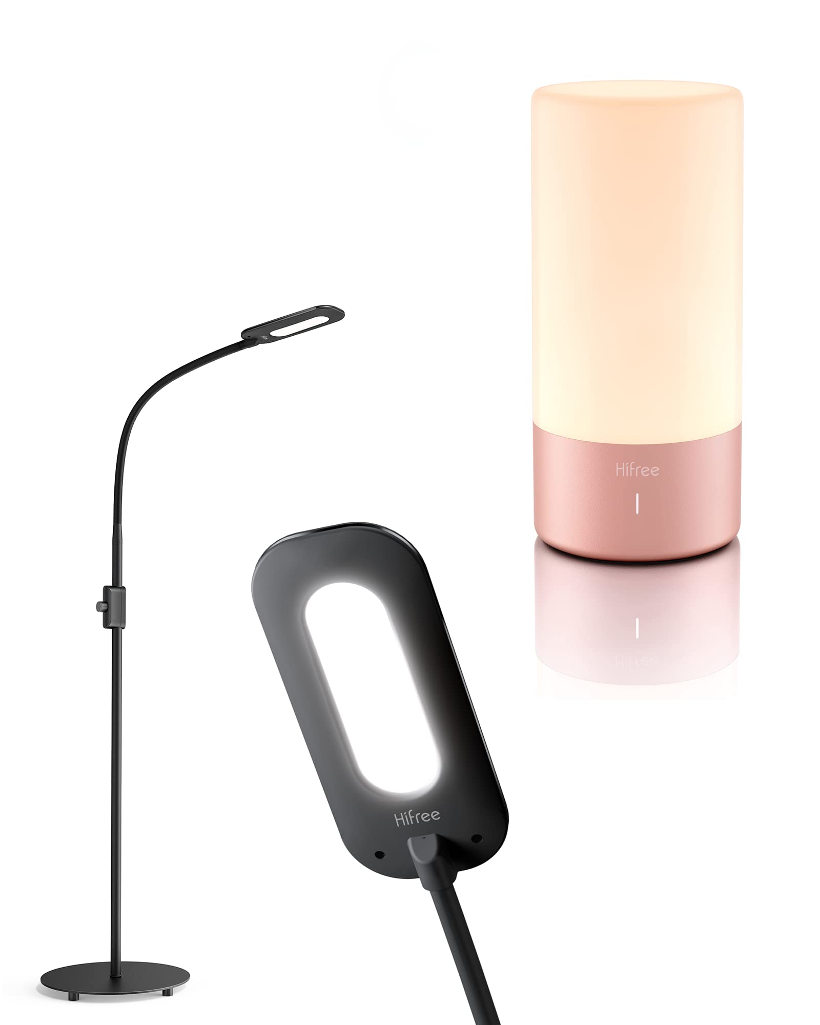 Touch Sensor LED Table Lamp & Floor Lamp Bundle - Adjustable 3000K-6000K Color Temperature, Stepless Dimmer, Warm White Reading Light for Bedroom, Living Room, Office and Study Area