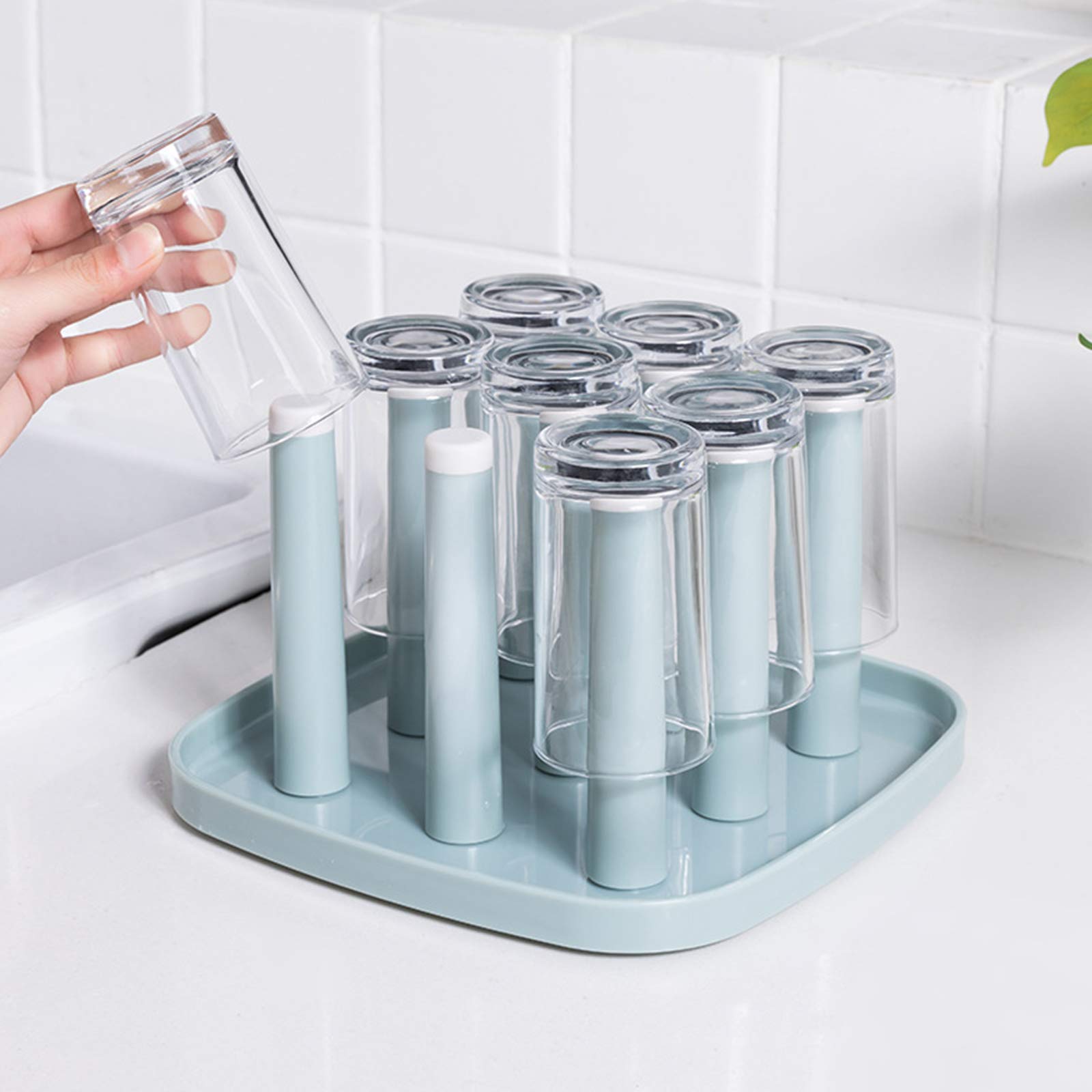 Stainless Steel Cup Drying Rack for Coffee Mugs, Tea Cups & Drinking Glasses - 9 Slot Kitchen Countertop Organizer | Perfect for Home, Bar, Restaurant & Office Dish Drying