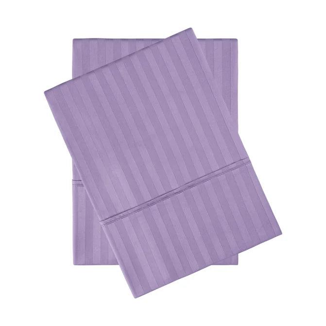 Premium Egyptian Cotton 300 Thread Count Pillowcase Set - 2 Piece Striped Bedding for Luxury Hotels & Home Decor | Soft Breathable Pillow Covers for Ultimate Comfort