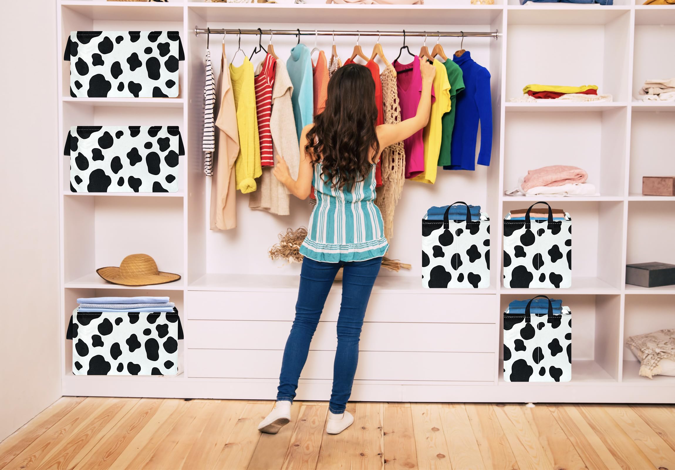 Waterproof Rectangle Toy Storage Bin - Nursery Hamper, Kids Bedroom Organizer, Laundry Basket with Cow Pattern | Perfect for Baby Gifts, Closet Decor & Home Organization
