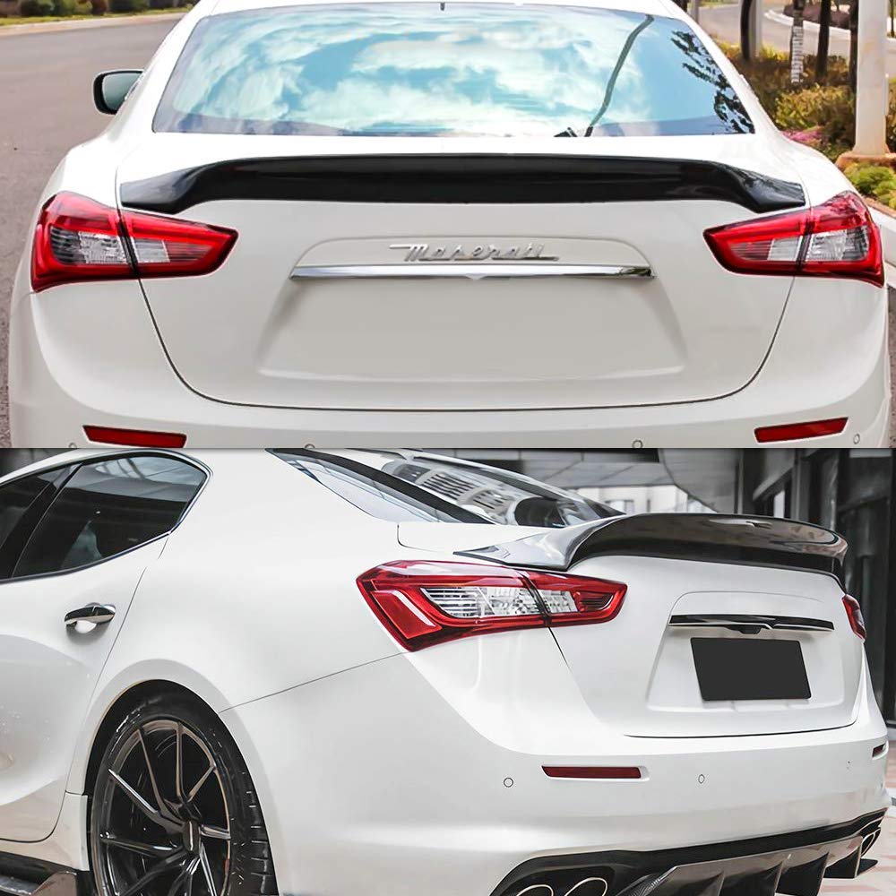 AeroBon Real Carbon Fiber Trunk Spoiler for 2013-2023 Maserati Ghibli - AS Style Rear Wing Spoiler - High Performance & Lightweight - Perfect for Street Racing & Car Shows
