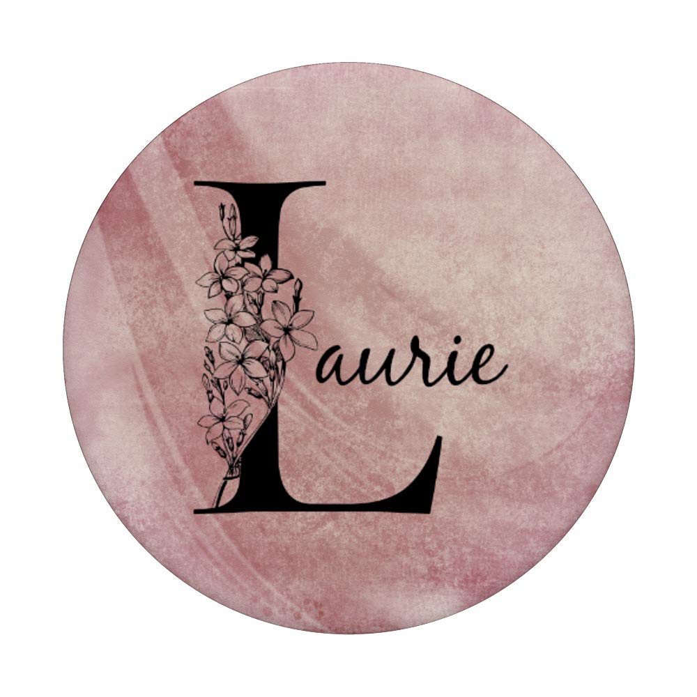Laurie Personalized Name T-Shirt - Floral Rose Pink Grunge Design Vintage Style Cotton Tee for Women | Birthday Gift, Casual Wear, Music Festival Outfit