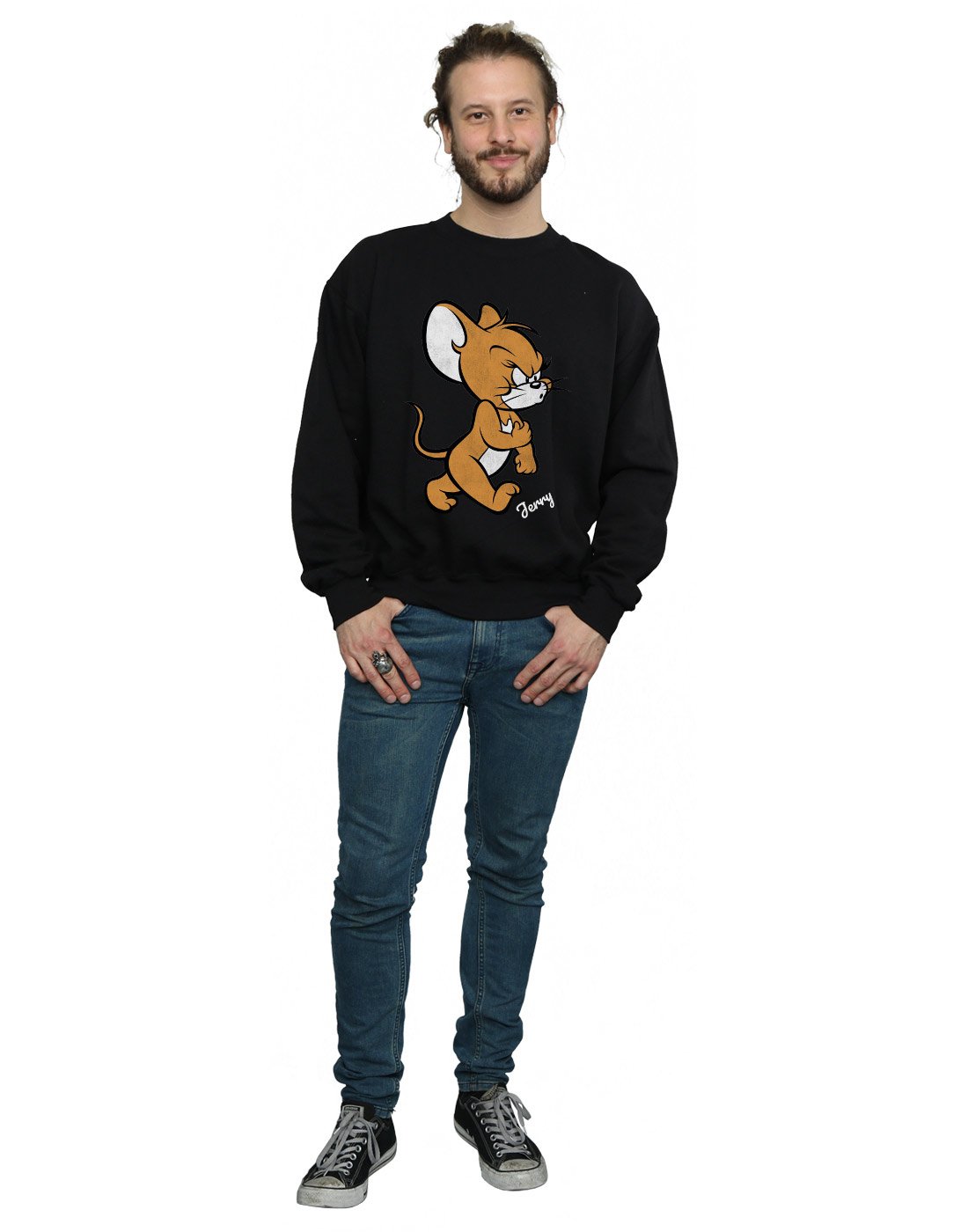 Tom and Jerry Men's Angry Mouse Graphic Hoodie - Black, Medium Size - Casual Streetwear for Cartoon Fans, Gifts & Everyday Comfort